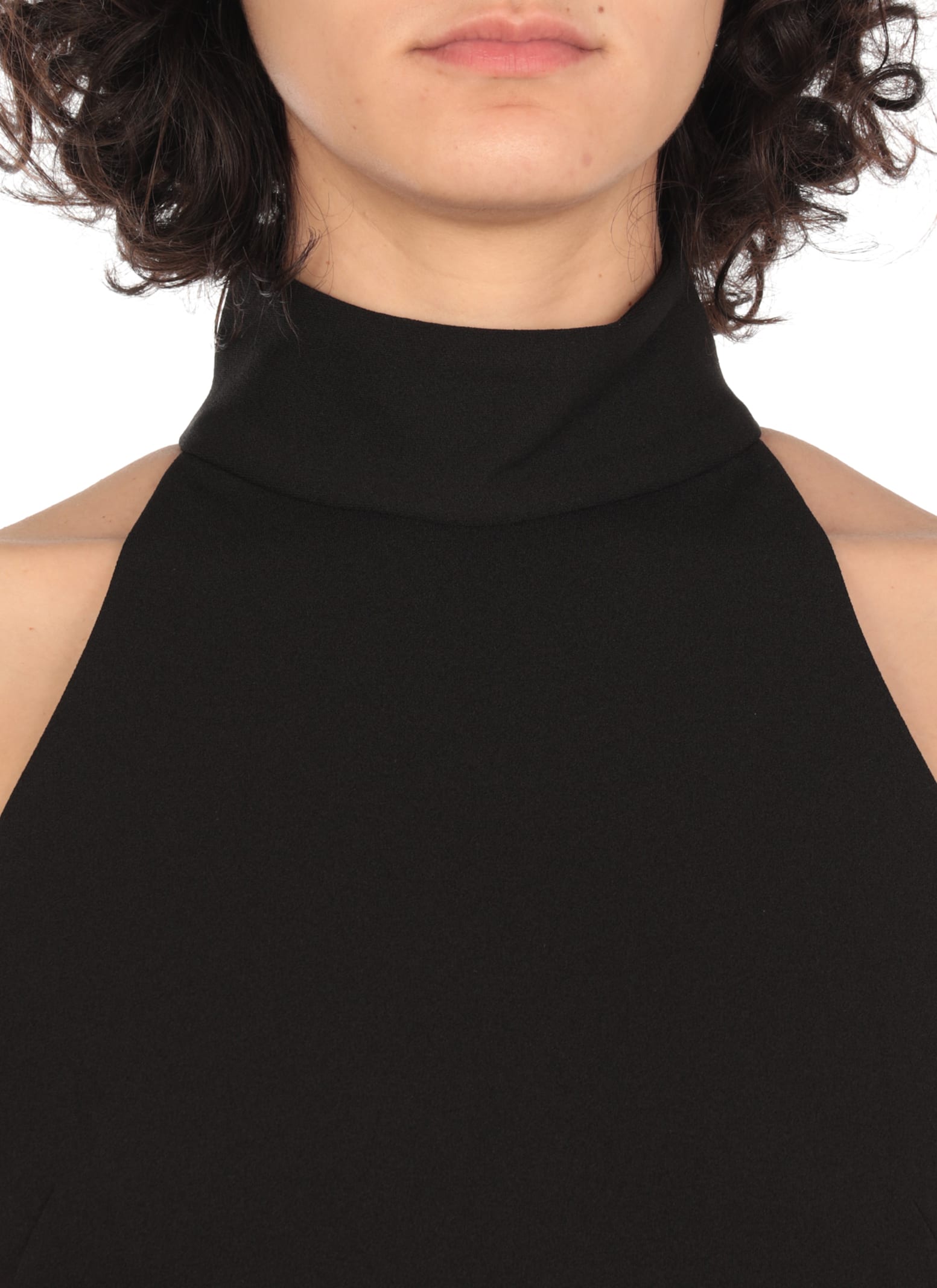 Solace London Inaya Stretch-crepe Halterneck Gown In Black