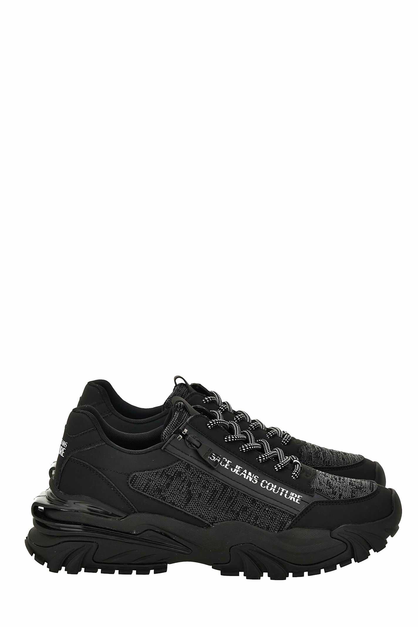 Versace Jeans Couture Zip-detail Textured Sneakers In Black