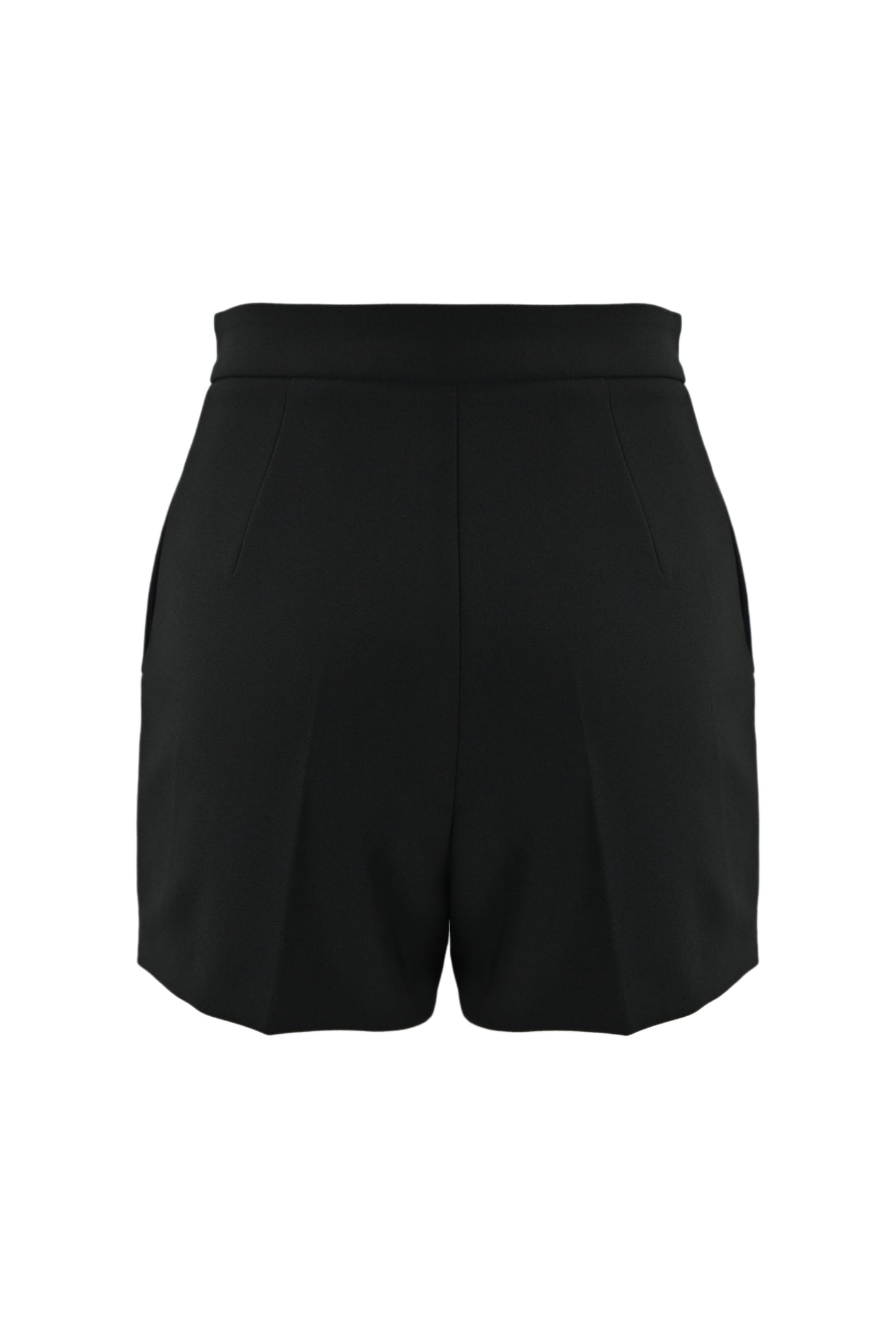 Shop Elisabetta Franchi Crepe Shorts With Gold Plate In Black