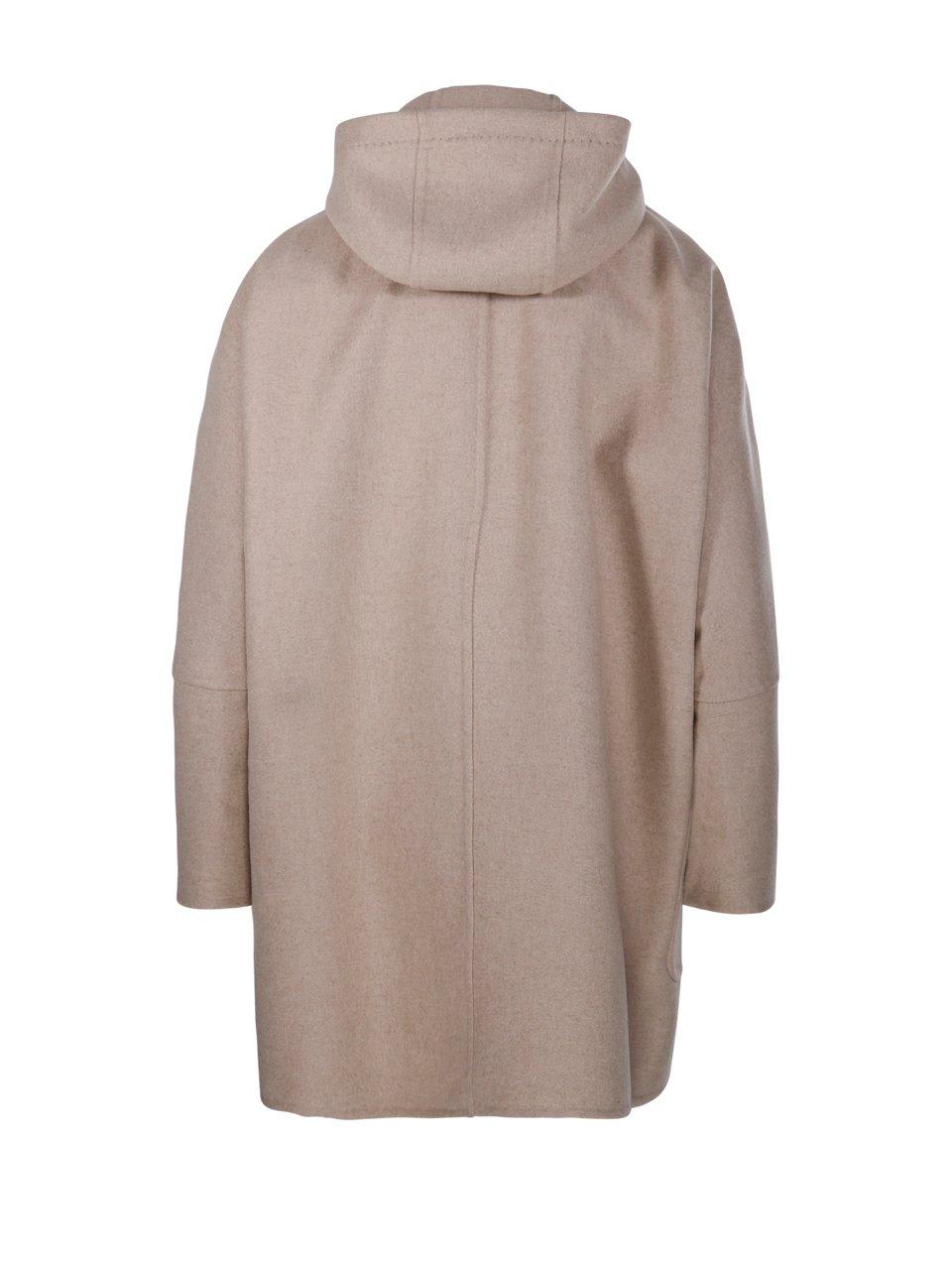 Shop Max Mara Hooded Button-up Coat In Beige