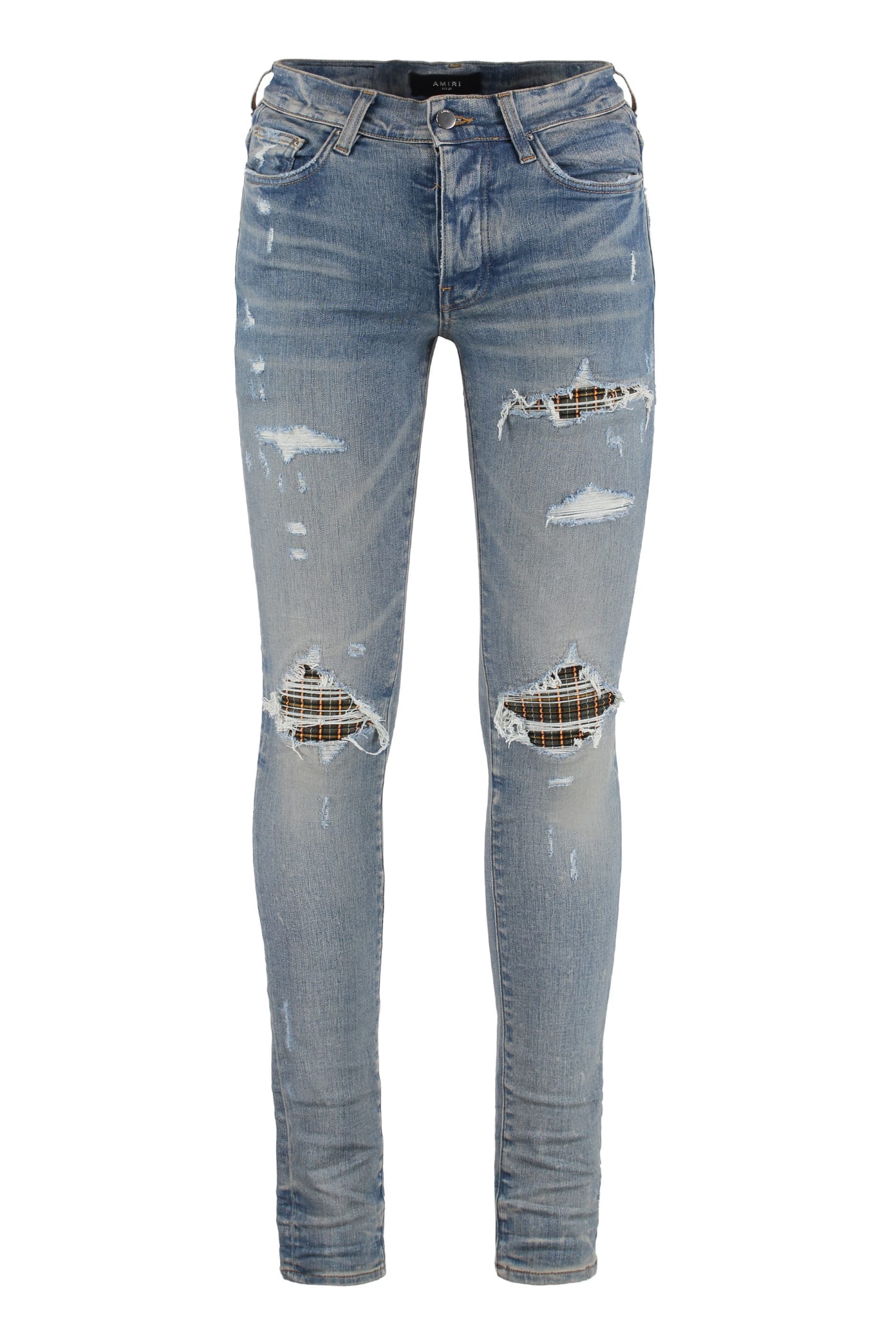 AMIRI Neon Plaid Skinny Jeans
