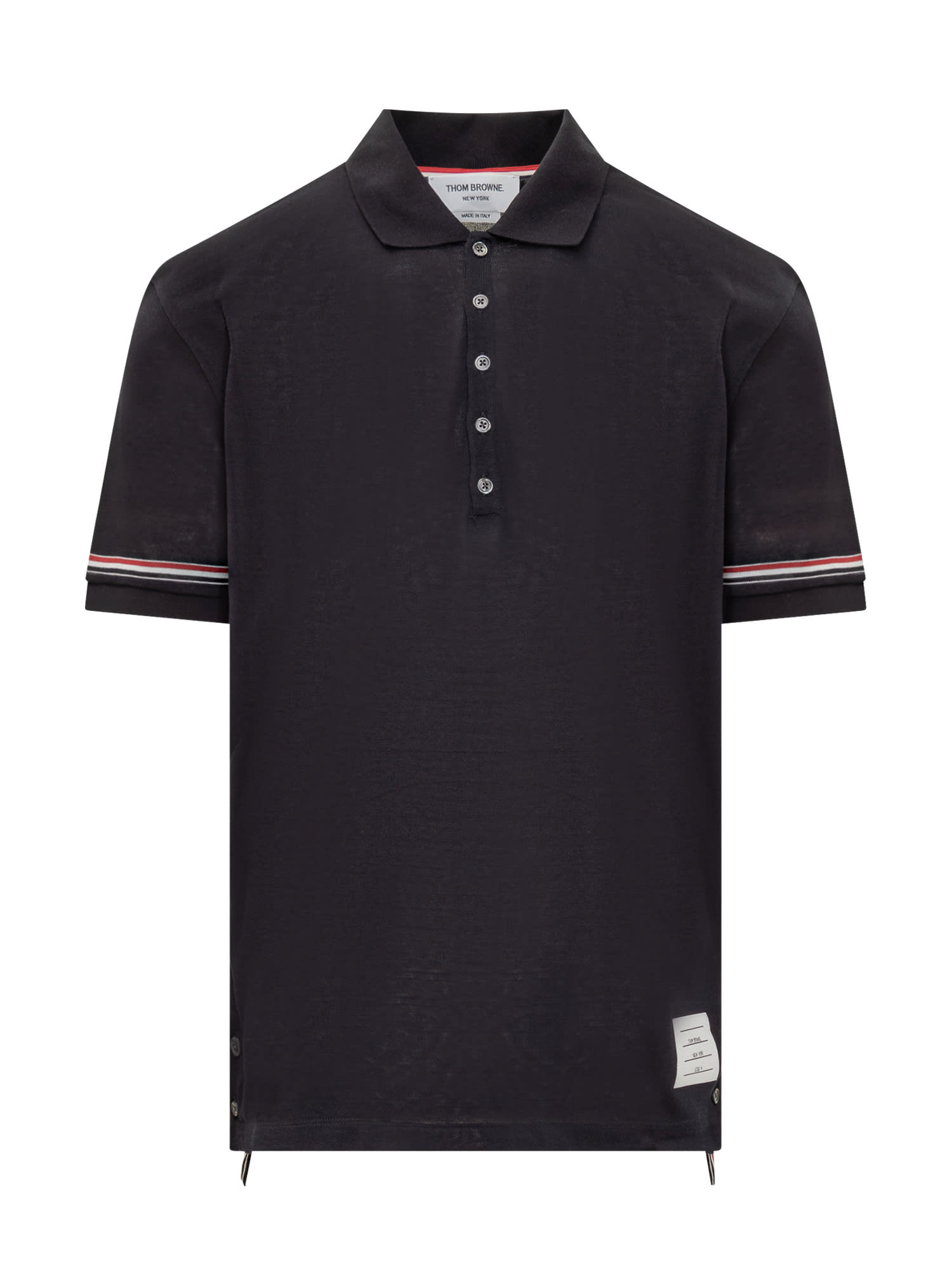 Shop Thom Browne Rwb Logo Polo Shirt In Navy