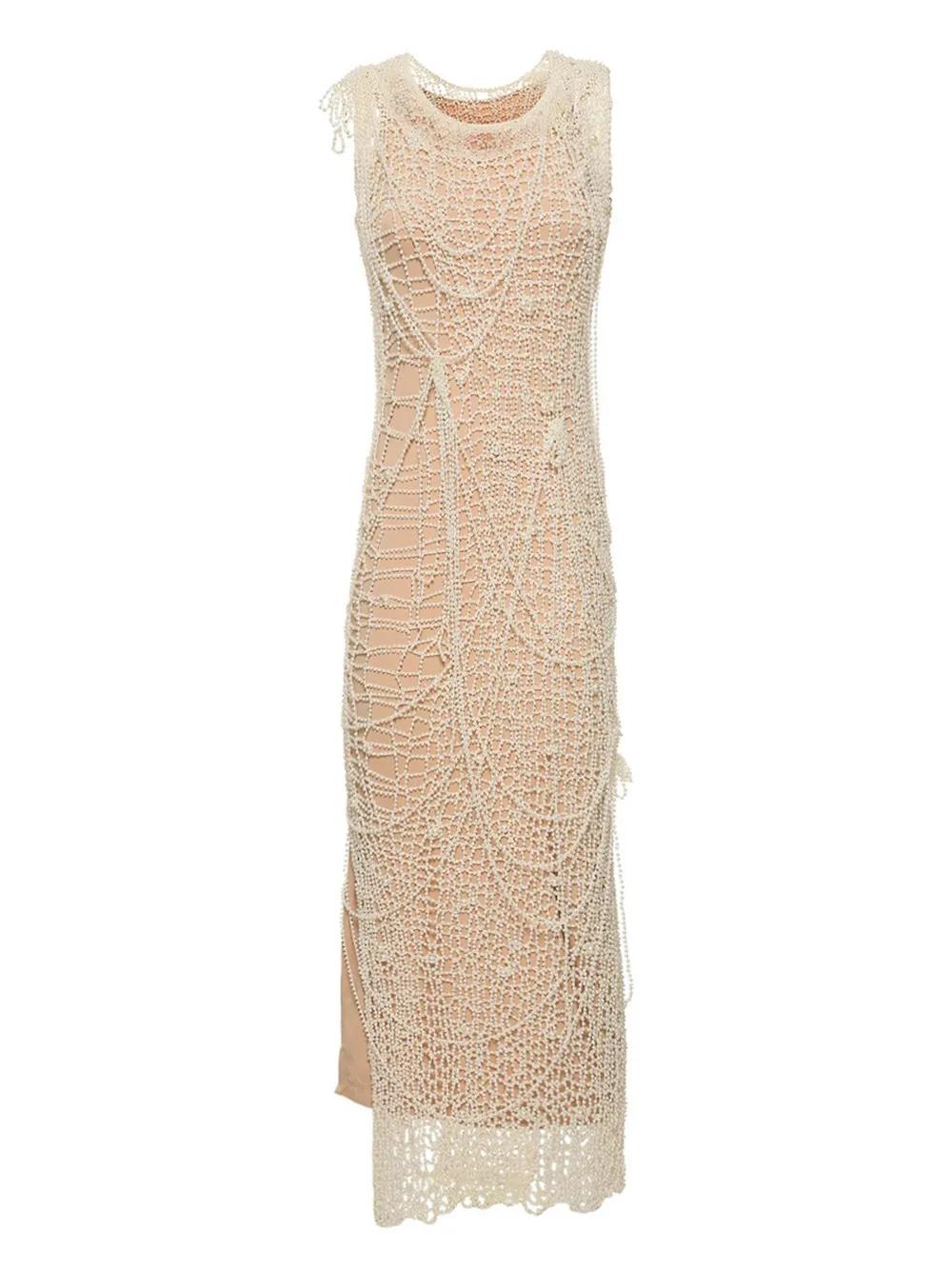 Shop Sportmax Pearls Dress In White