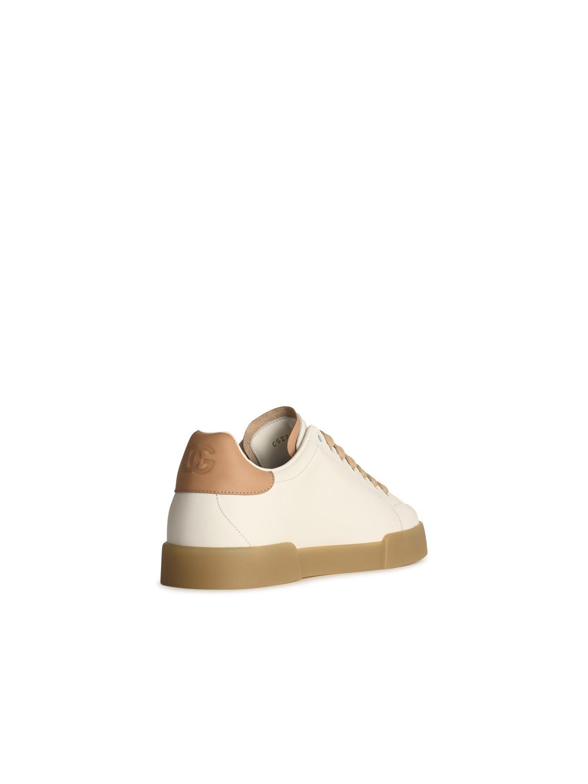 Shop Dolce & Gabbana White Leather Sneakers