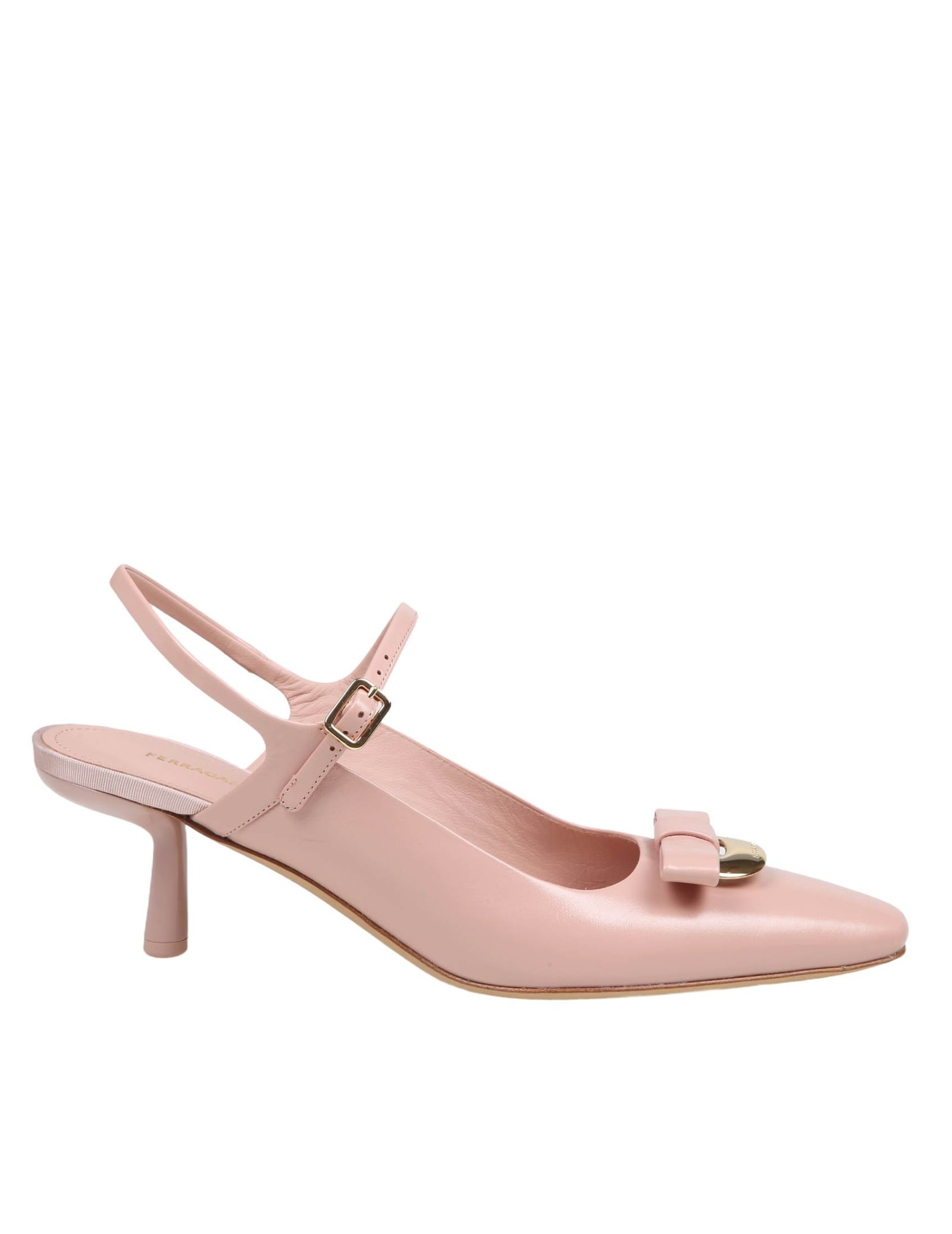 Shop Ferragamo Slingback Ophelia In Pink Leather In Rose