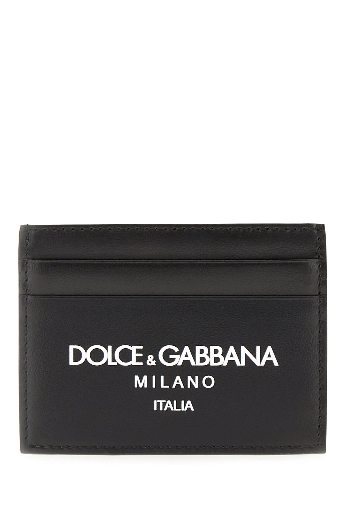 Dolce & Gabbana Black Leather Card Holder In Nero