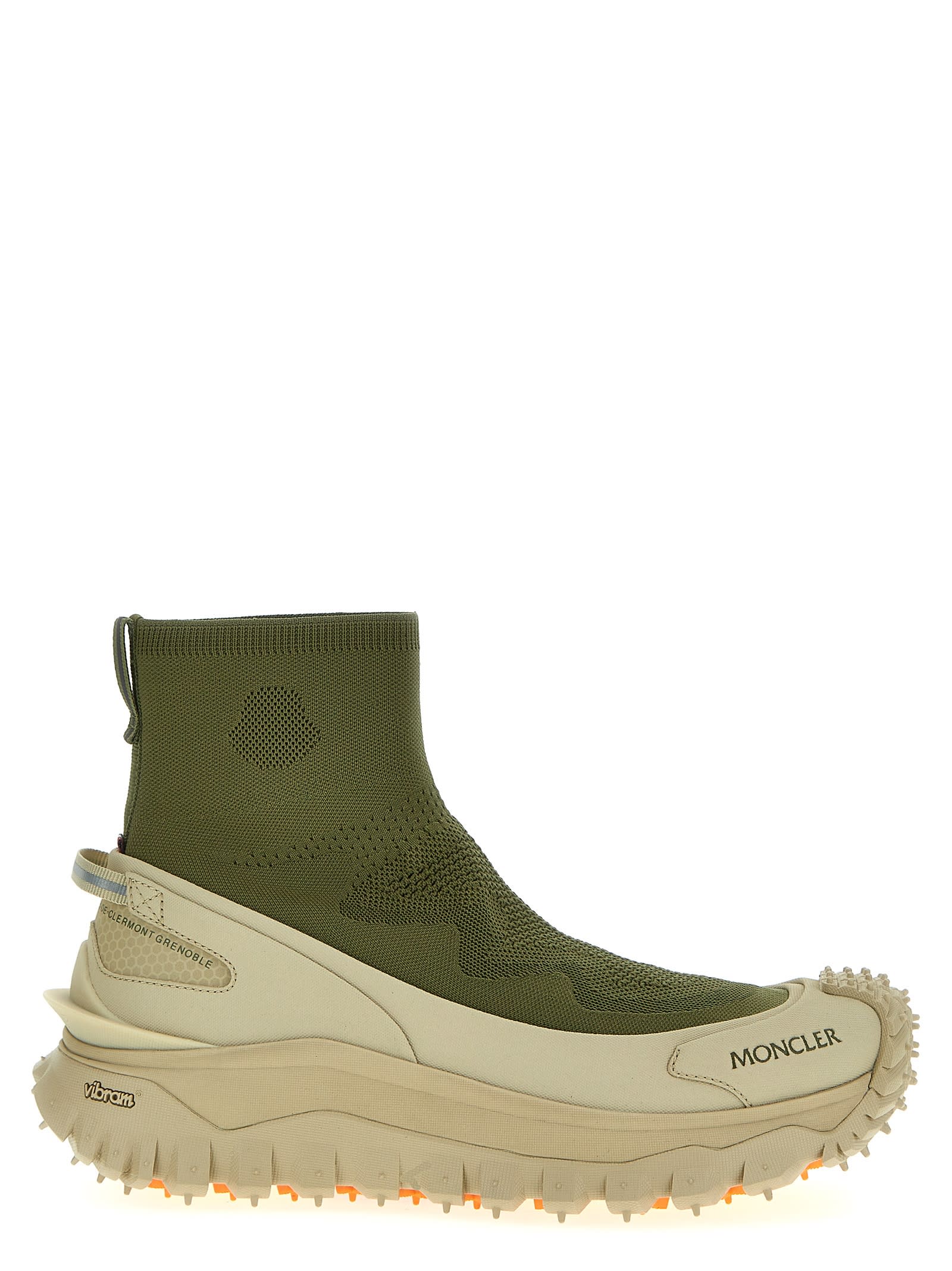 Shop Moncler Trailgrip Knit Sneakers In Green