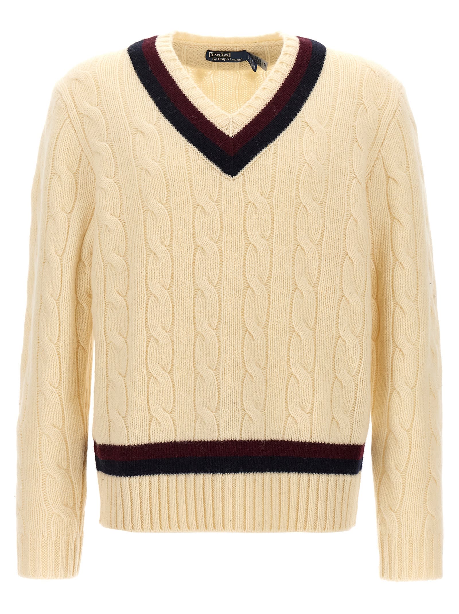 Shop Polo Ralph Lauren Aaran Cable Sweater In White