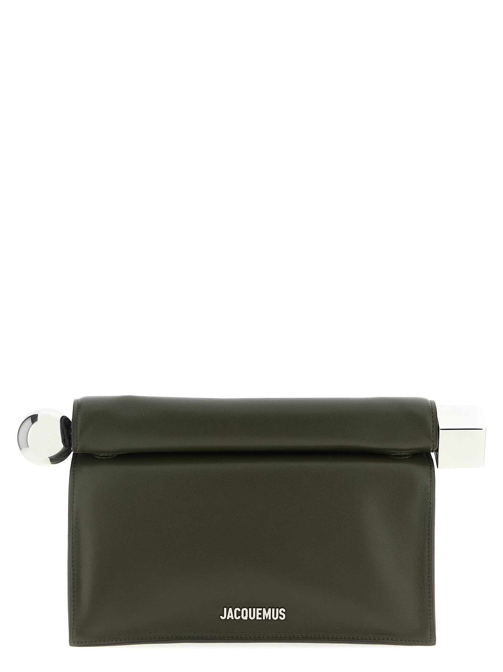 Jacquemus Dark Khaki Rond Carre Clutch In Green