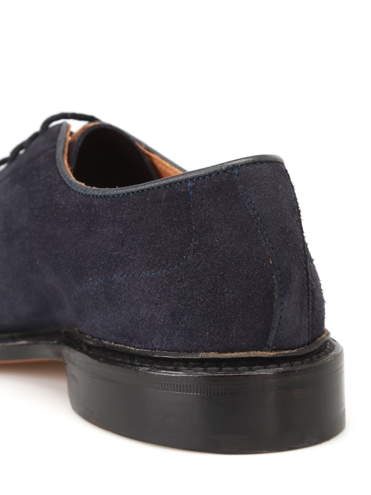 Tricker's Robert Plain Derby Castorino Suede In Dark Blue