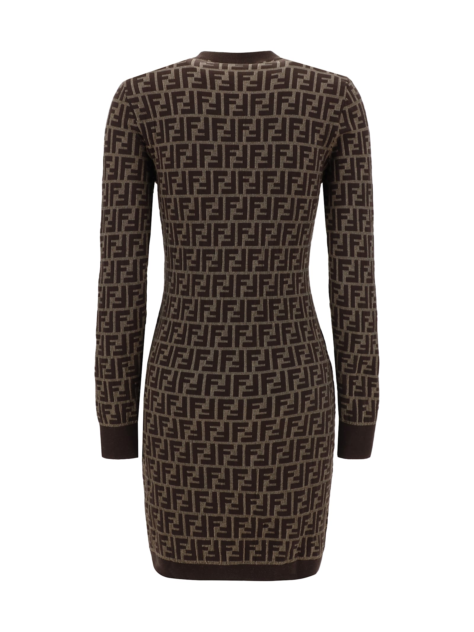 Shop Fendi Midi Dress In Tobacco