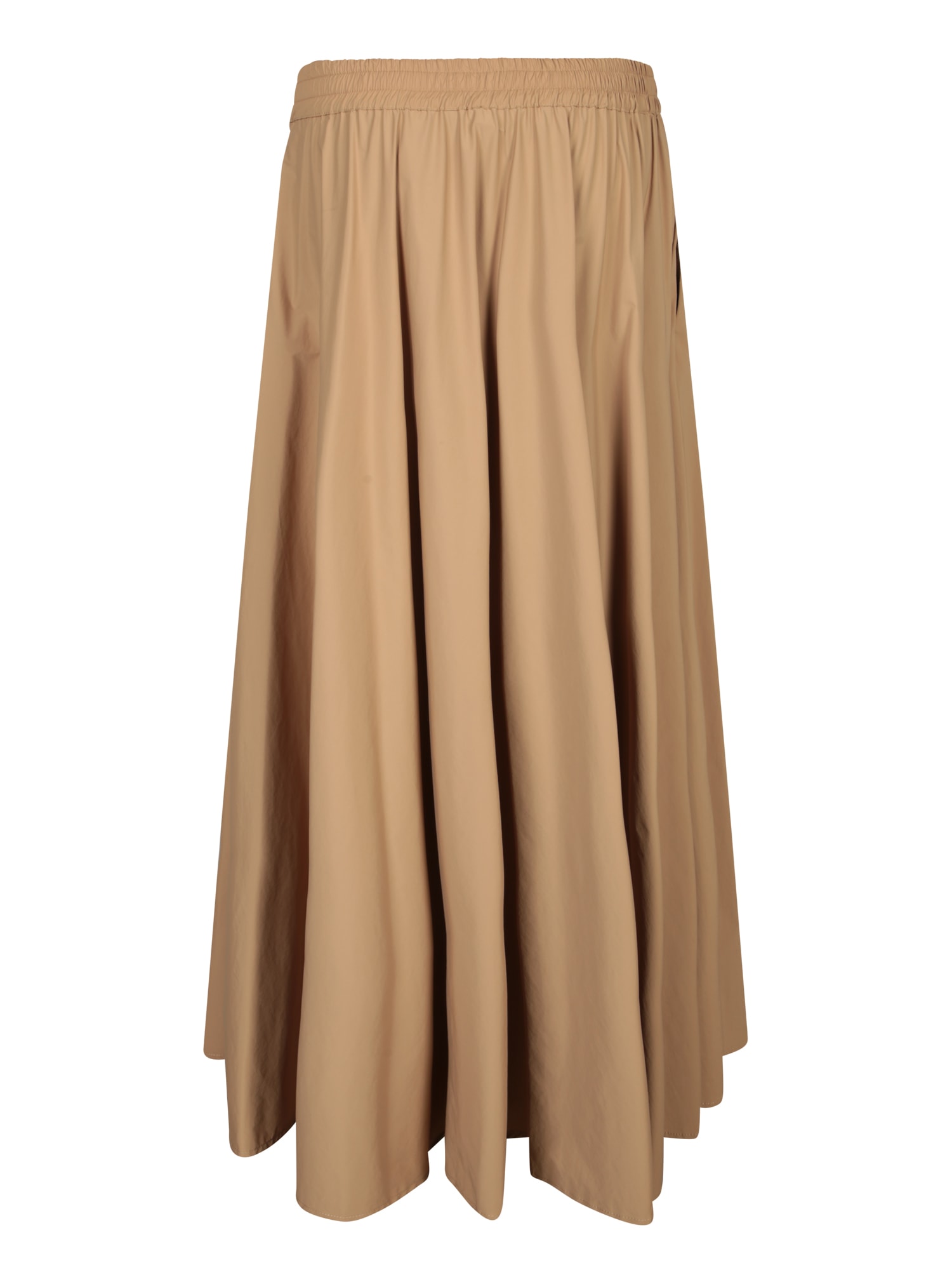 Herno Flared Skirt In Camel Lightweight Nylon Stretch In Brown
