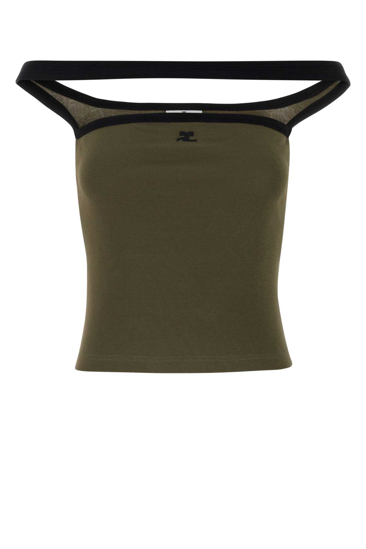 Courrèges Hyperbole Off-the-shoulder Ribbed Stretch-cotton Jersey Top In Whiteheritagesand
