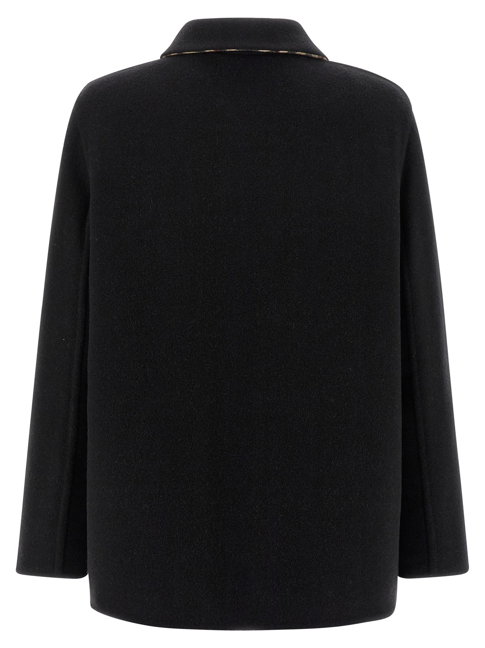 Burberry Wool Overshirt In Black