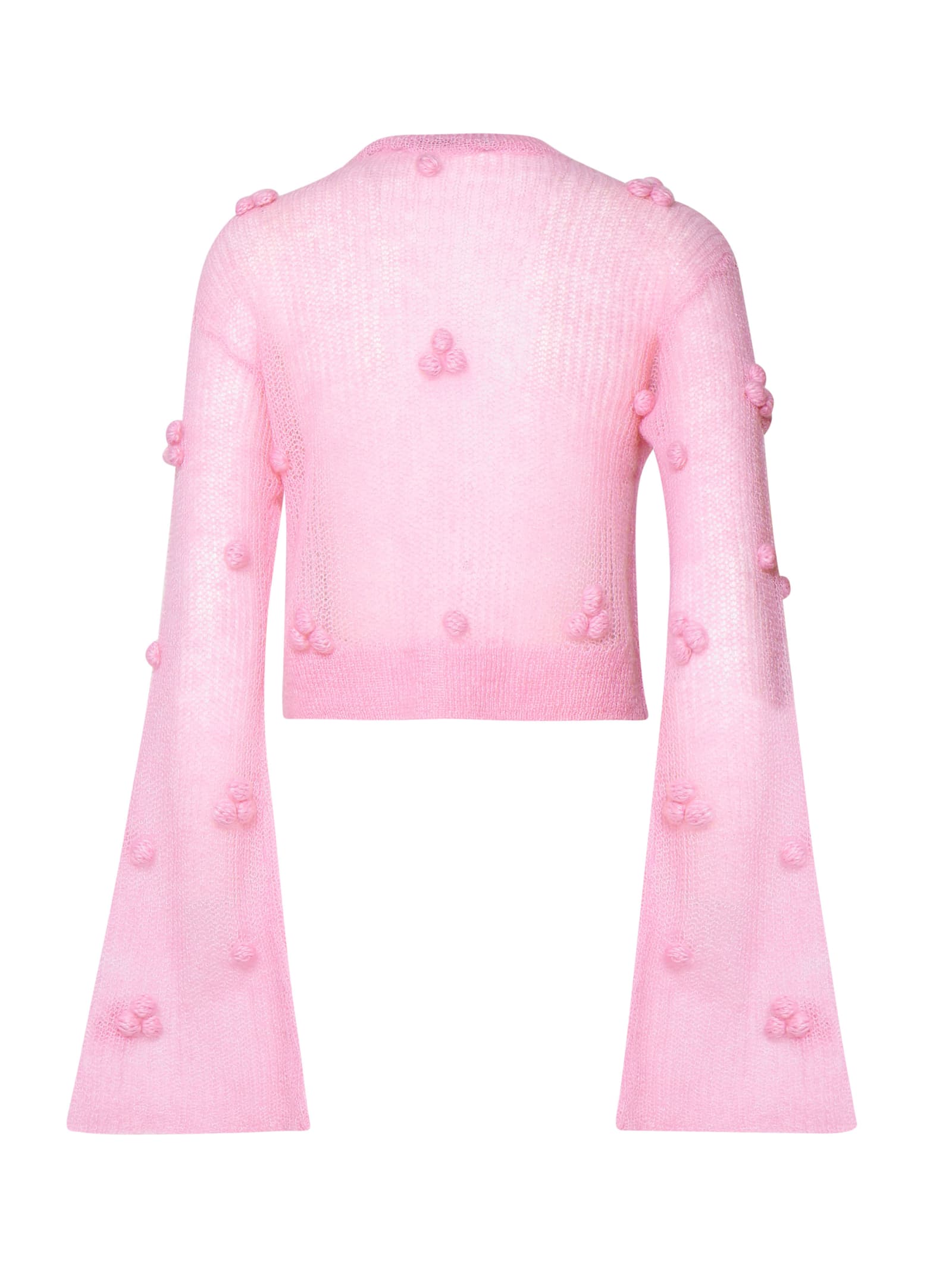 Shop Rotate Birger Christensen Maglioncino Corto Con Maniche Ampie In Prism Pink