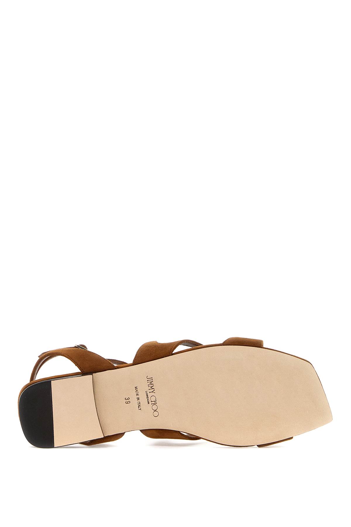 Shop Jimmy Choo Ayla Flat Suede Leather Sandals In Tan (brown)