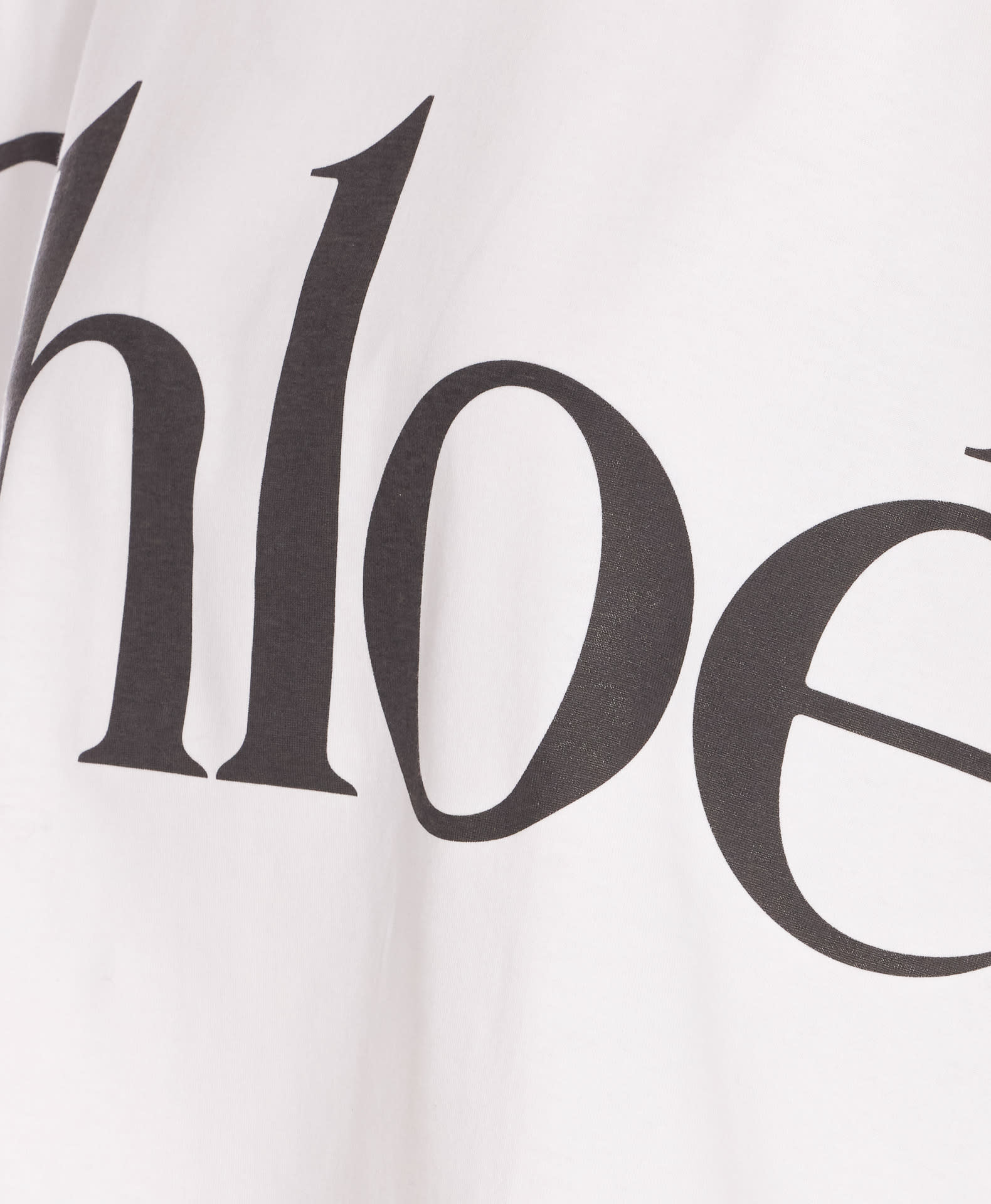 Chloé White Cropped T-shirt With Logo Lettering Print In Cotton Woman
