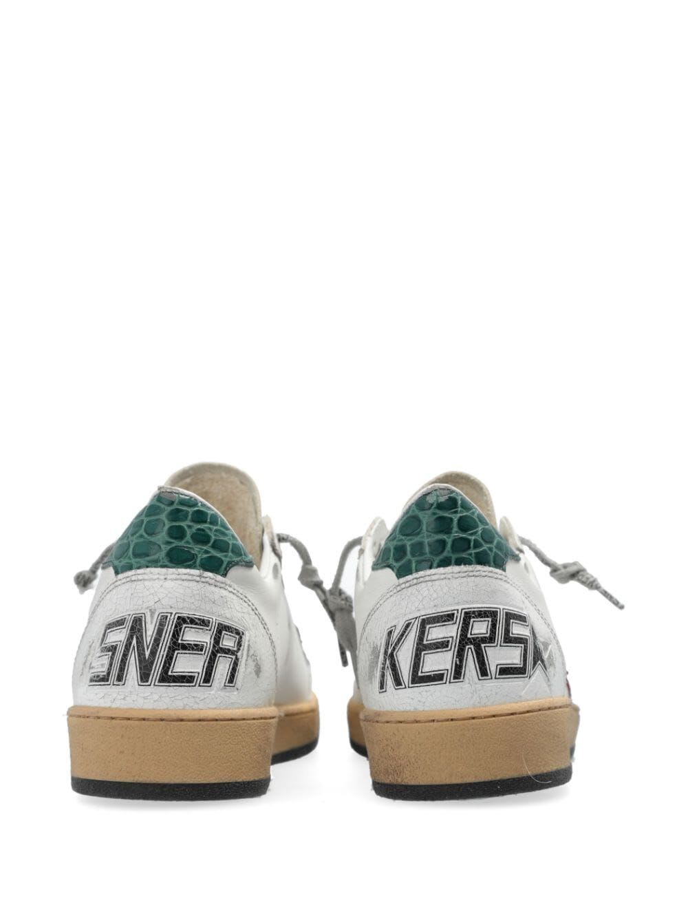 Shop Golden Goose Ballstar Leather Upper And Star Crack Toe And Spur Cocco Printed Heel In White Mineral Red Green