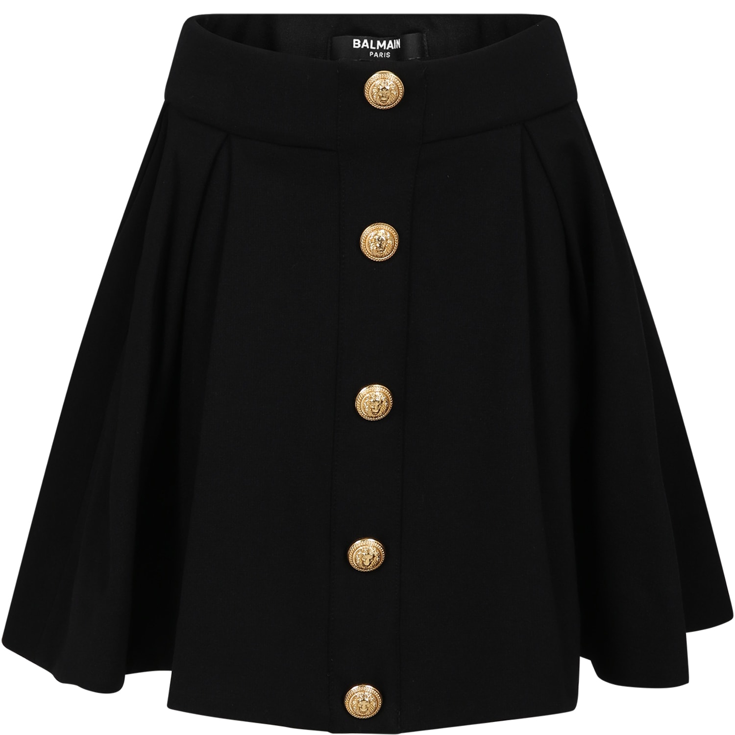 Balmain Kids' Black Skirt For Girl With Iconic Buttons