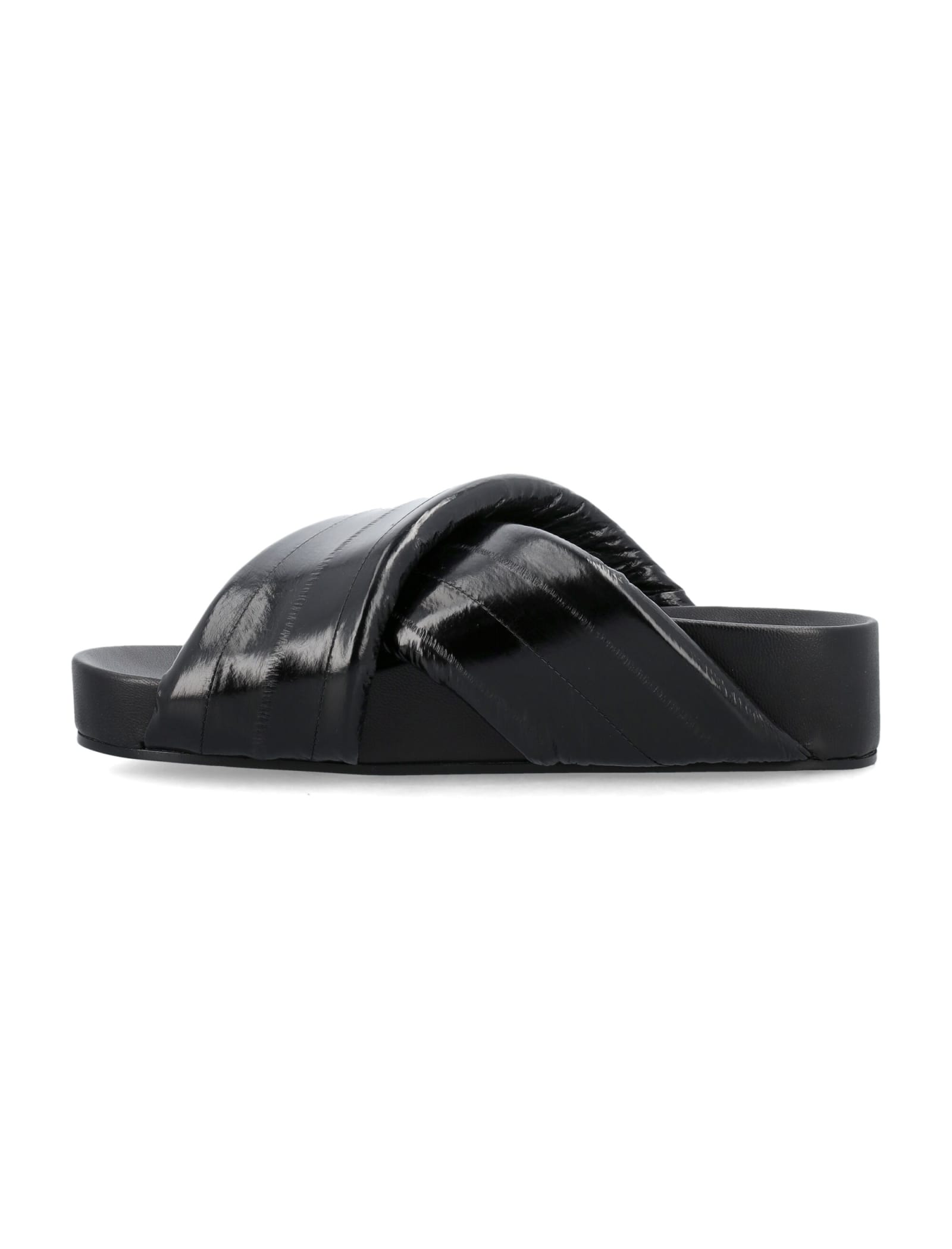 Shop Jil Sander Padded Slides In Black