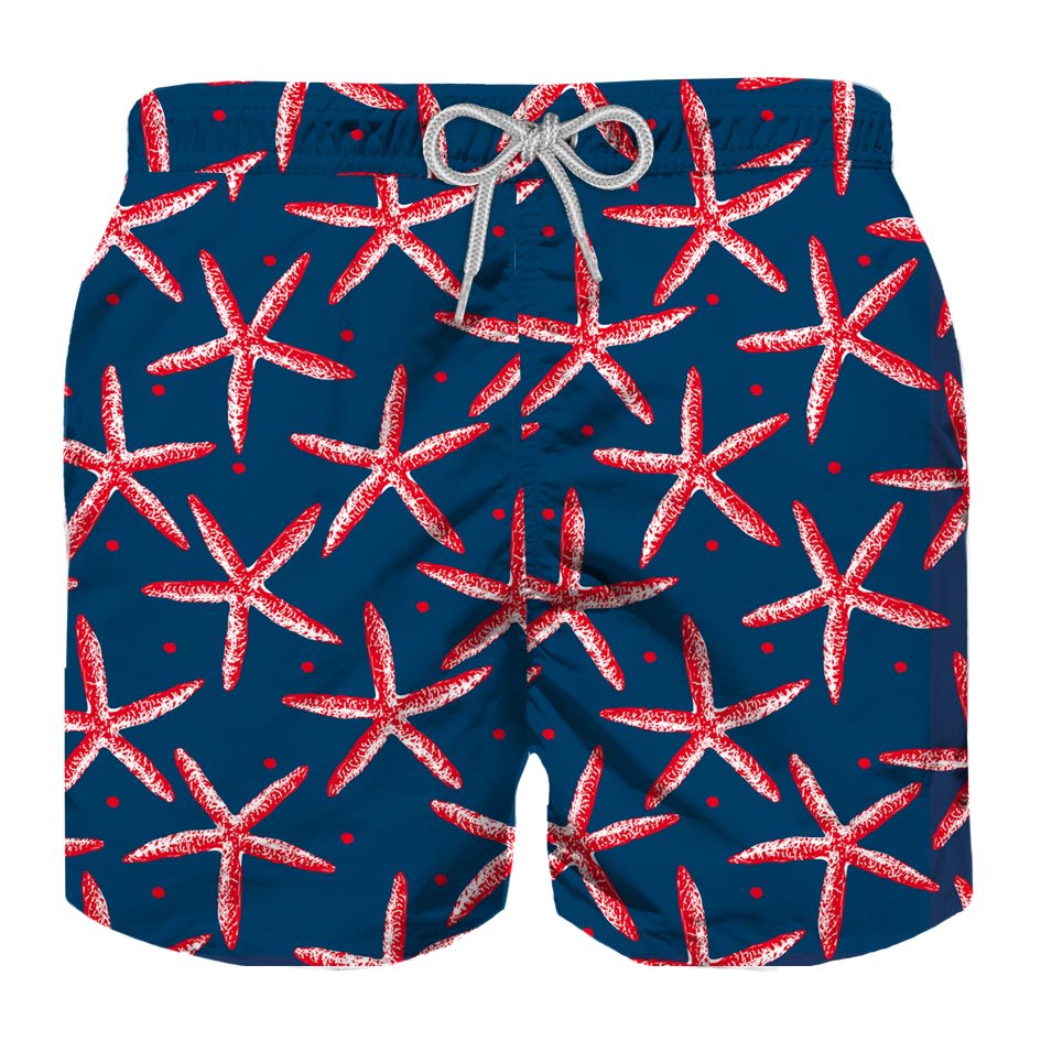 MC2 Saint Barth Red Starfish Print Boy Swim Trunks
