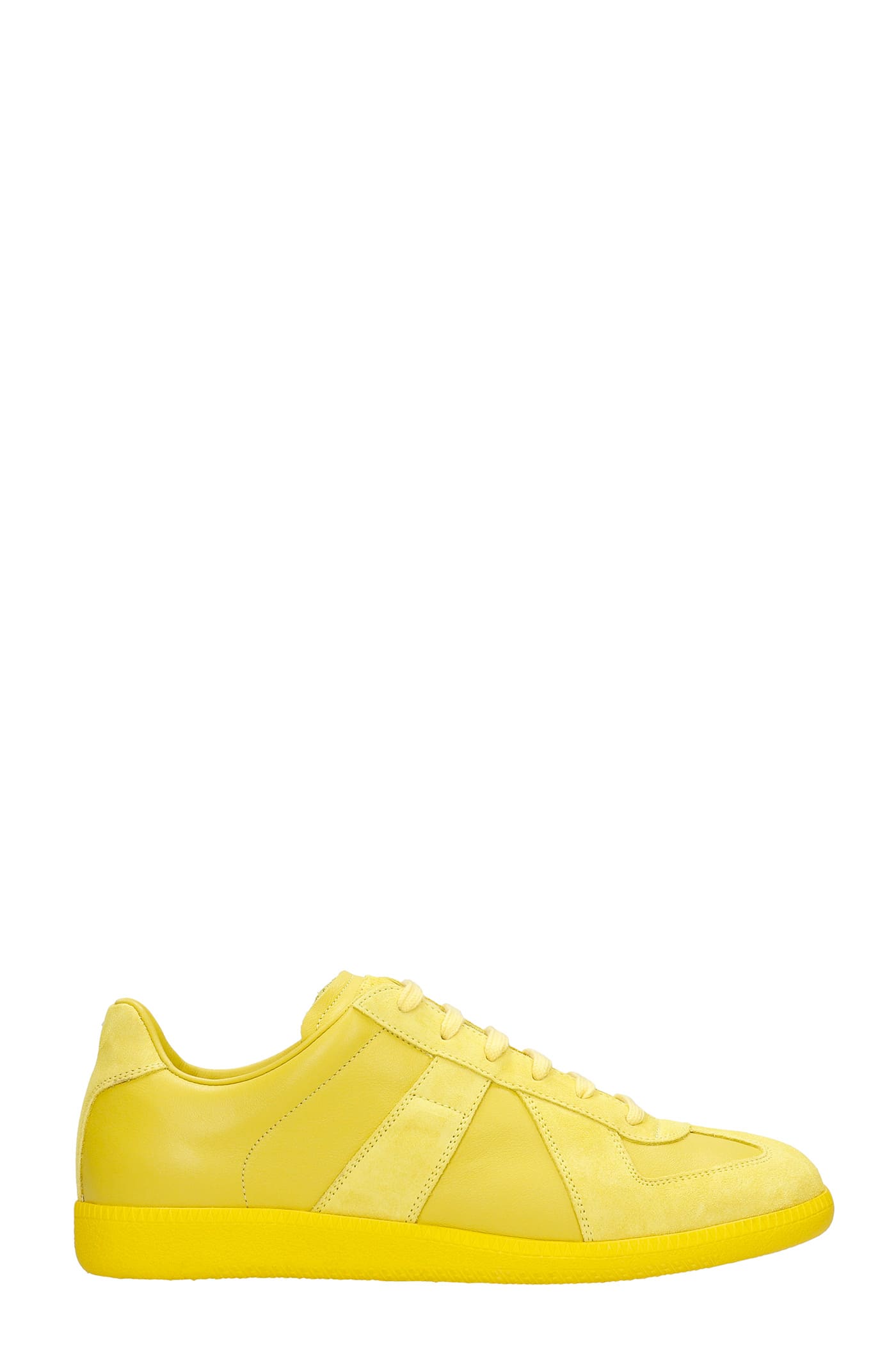 MAISON MARGIELA REPLICA SNEAKERS IN YELLOW SUEDE AND LEATHER,S57WS0236P1897H8677