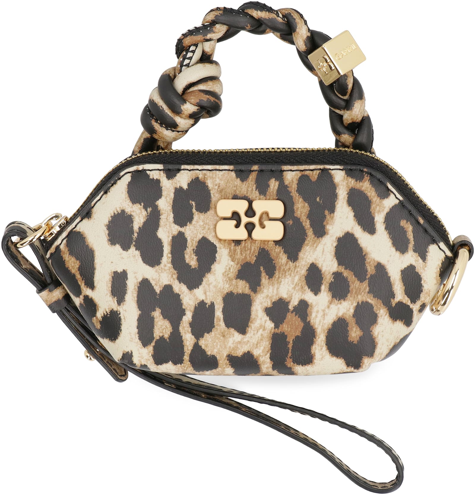 Ganni Bou Mini Keychain Bag In White