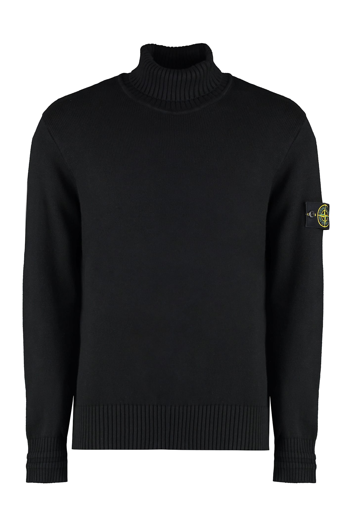 Shop Stone Island Wool Blend Turtleneck Sweater In Black