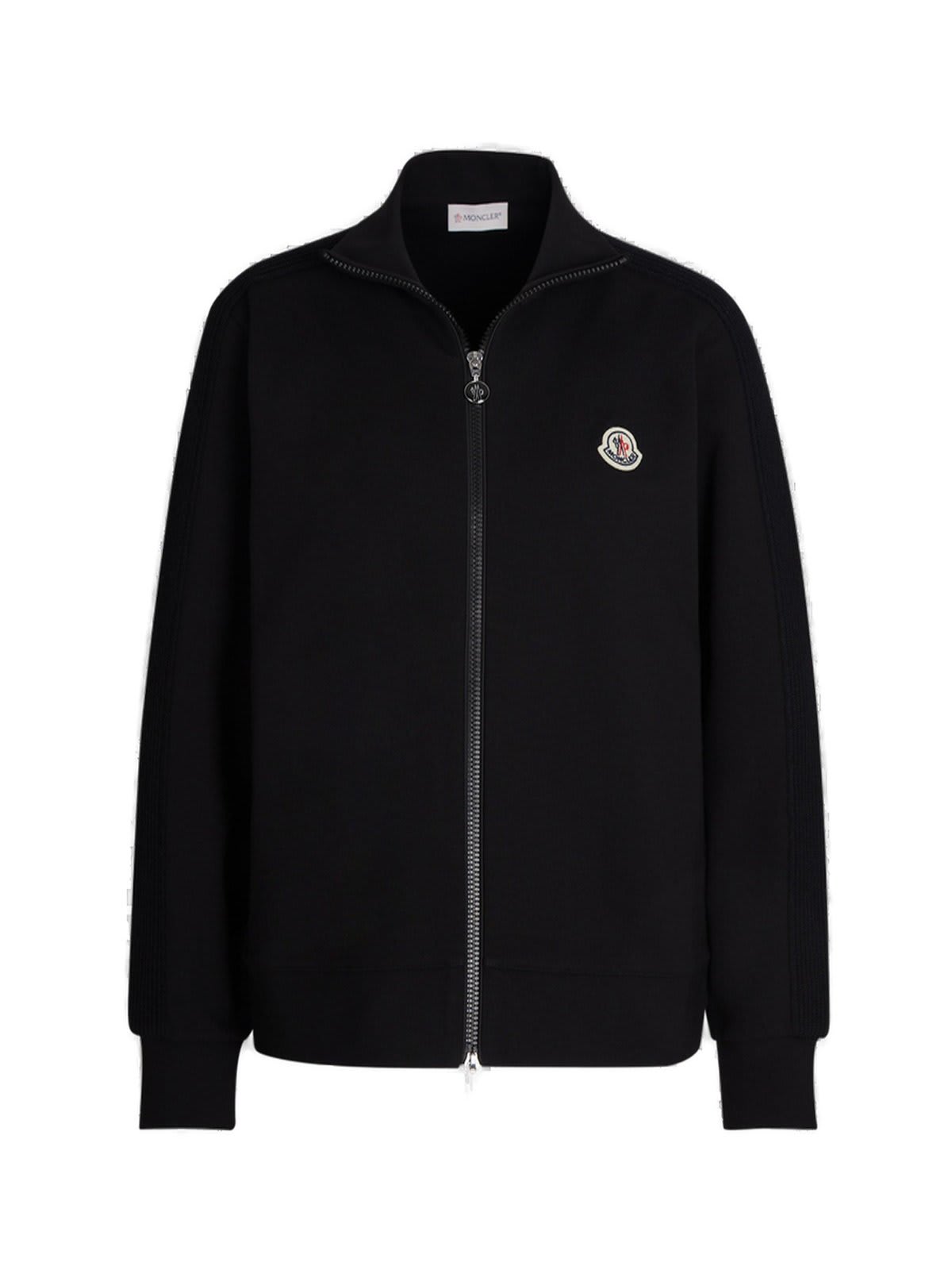 Shop Moncler Tricot Logo Cardigan In Black