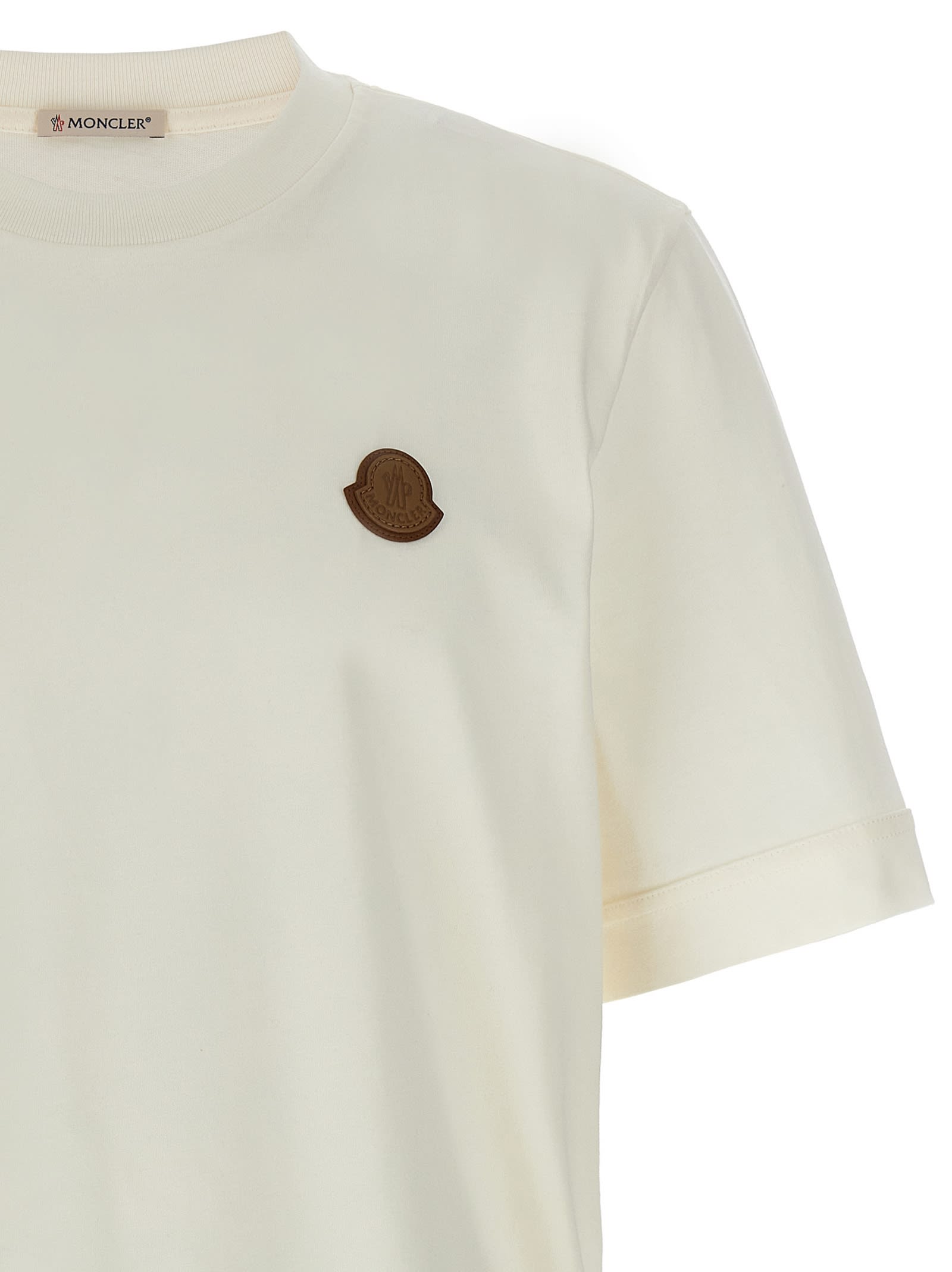 Moncler Cotton Jersey T-shirt With Contrasting Logo Patch In White