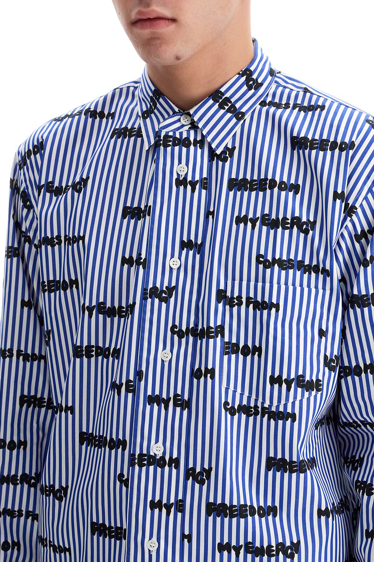 Shop Comme Des Garçons Shirt Striped Printed Shirt In Stripe (blue)