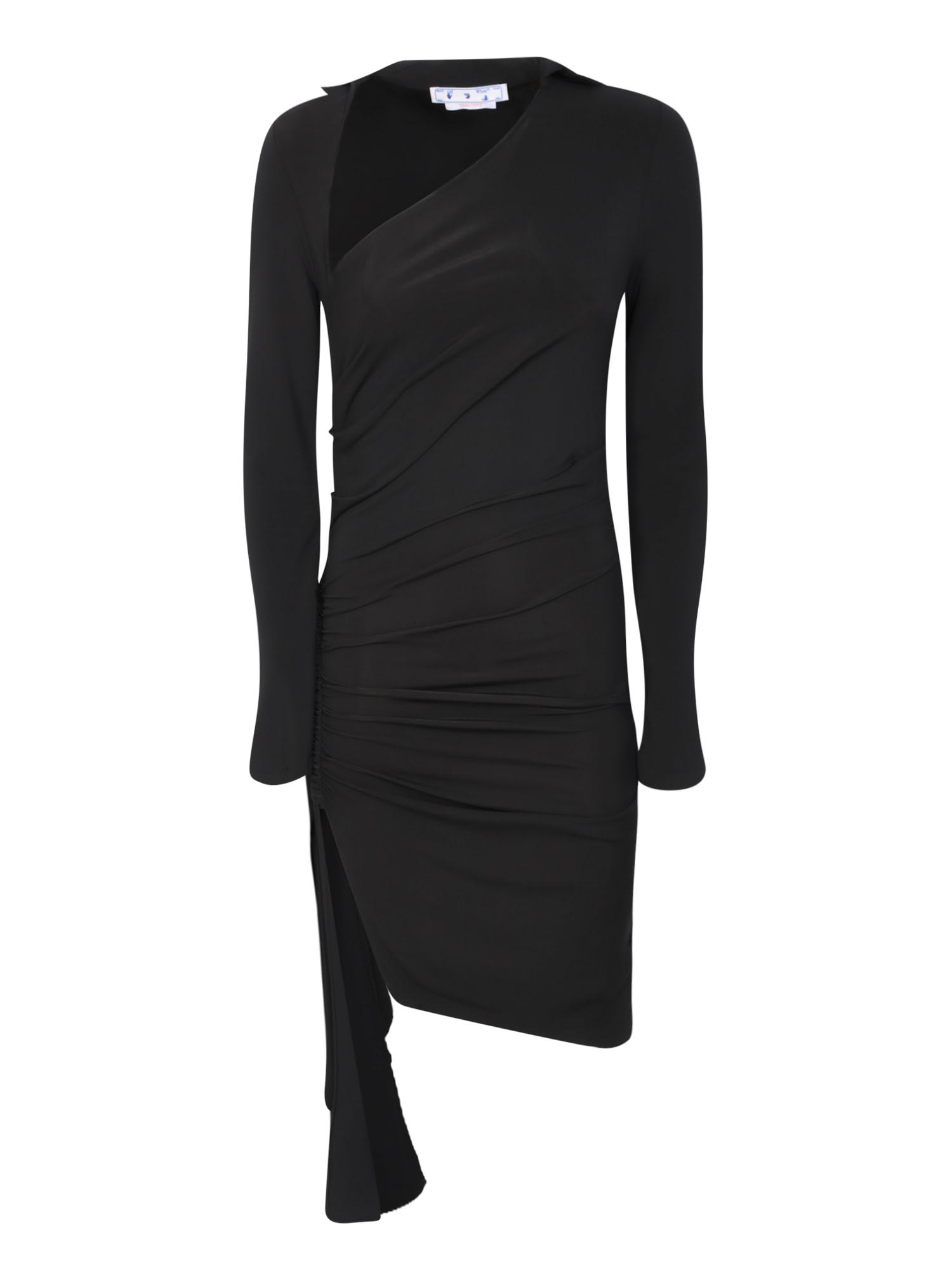 Shop Off-white Mini Draped Dress In Black