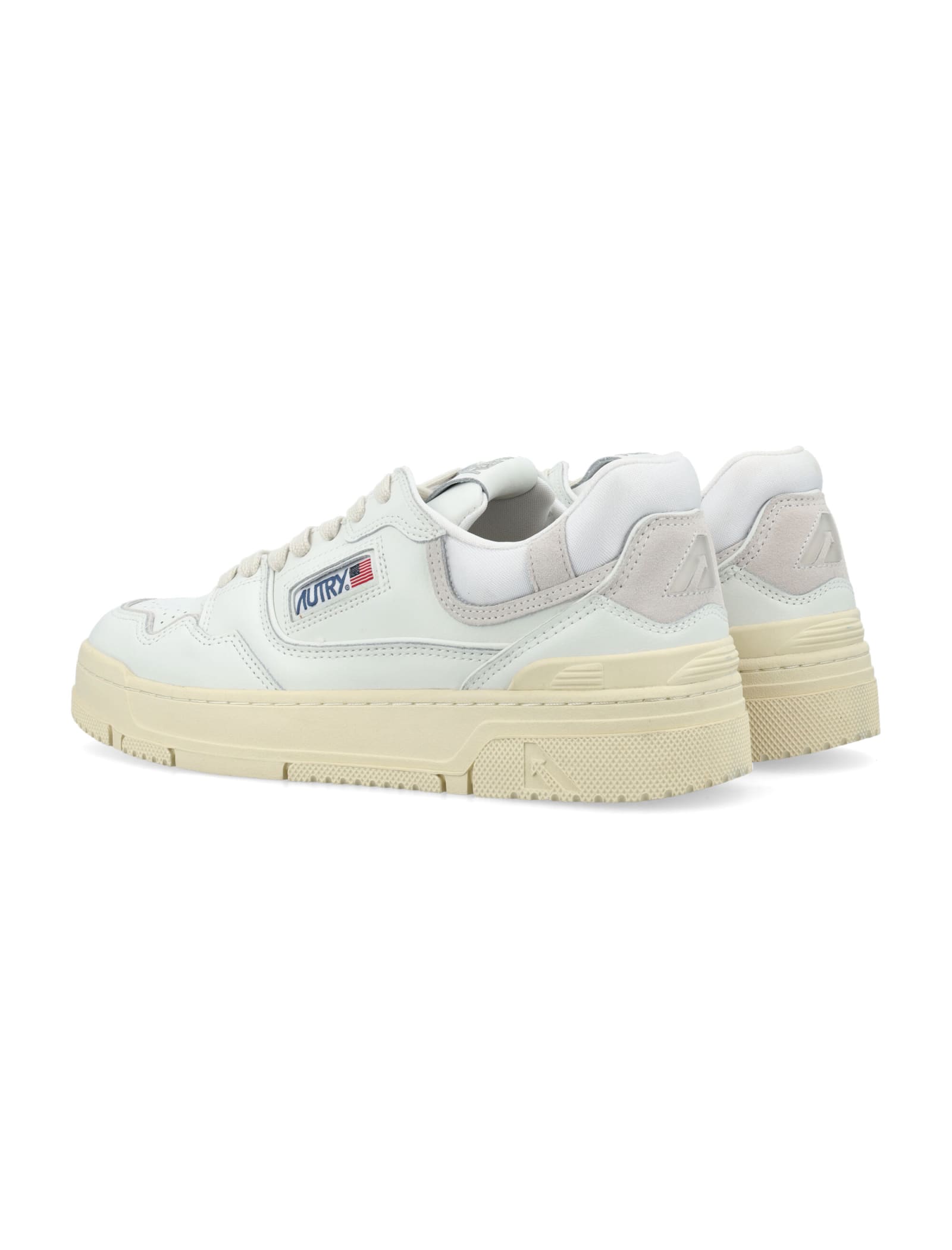 Autry 'clc' White Low Top Sneakers With Logo Patch On Tongue And Side In Wht