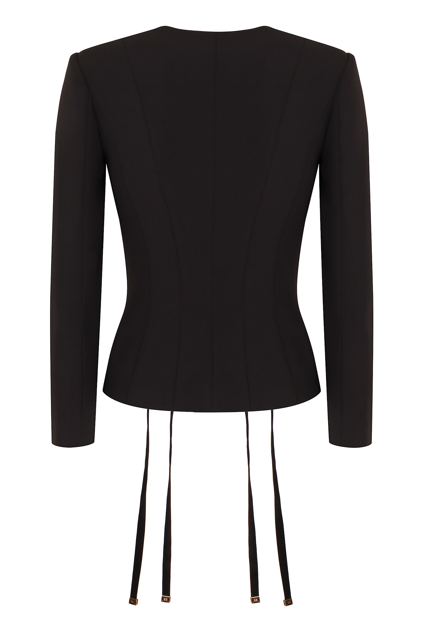 Elisabetta Franchi Diagonal Lace Jacket In Black