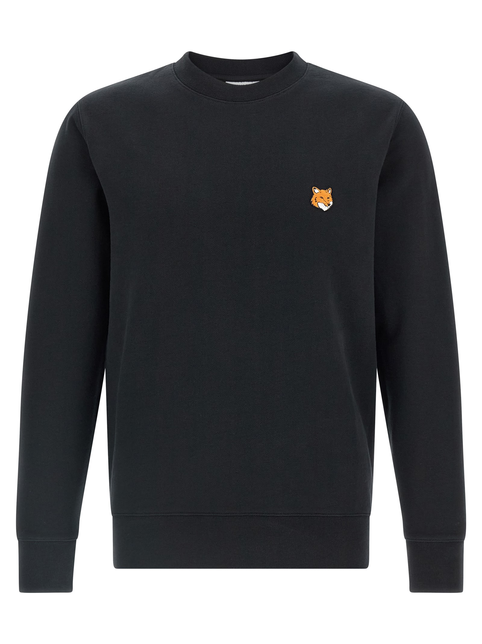 Maison Kitsuné Cotton Sweatshirt Featuring Fox Head Design In Black