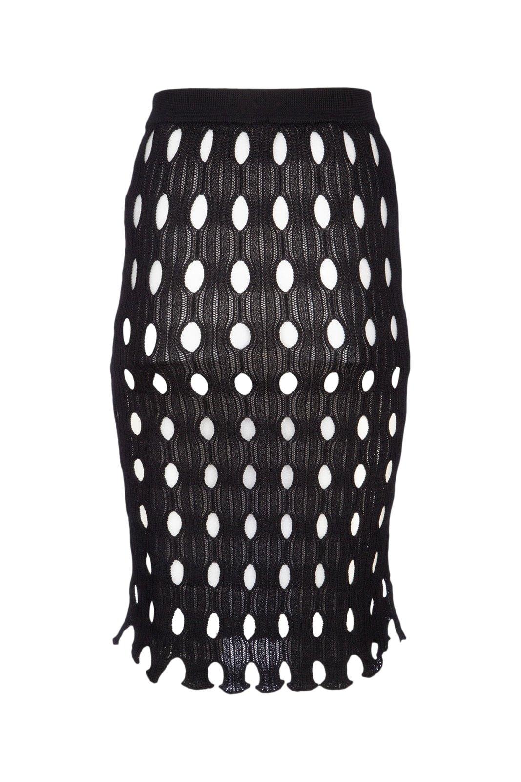 Shop Pinko Open-knitted Skirt In Black