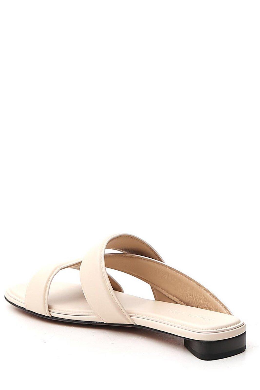 Shop Bottega Veneta The Band Flat Sandals In White