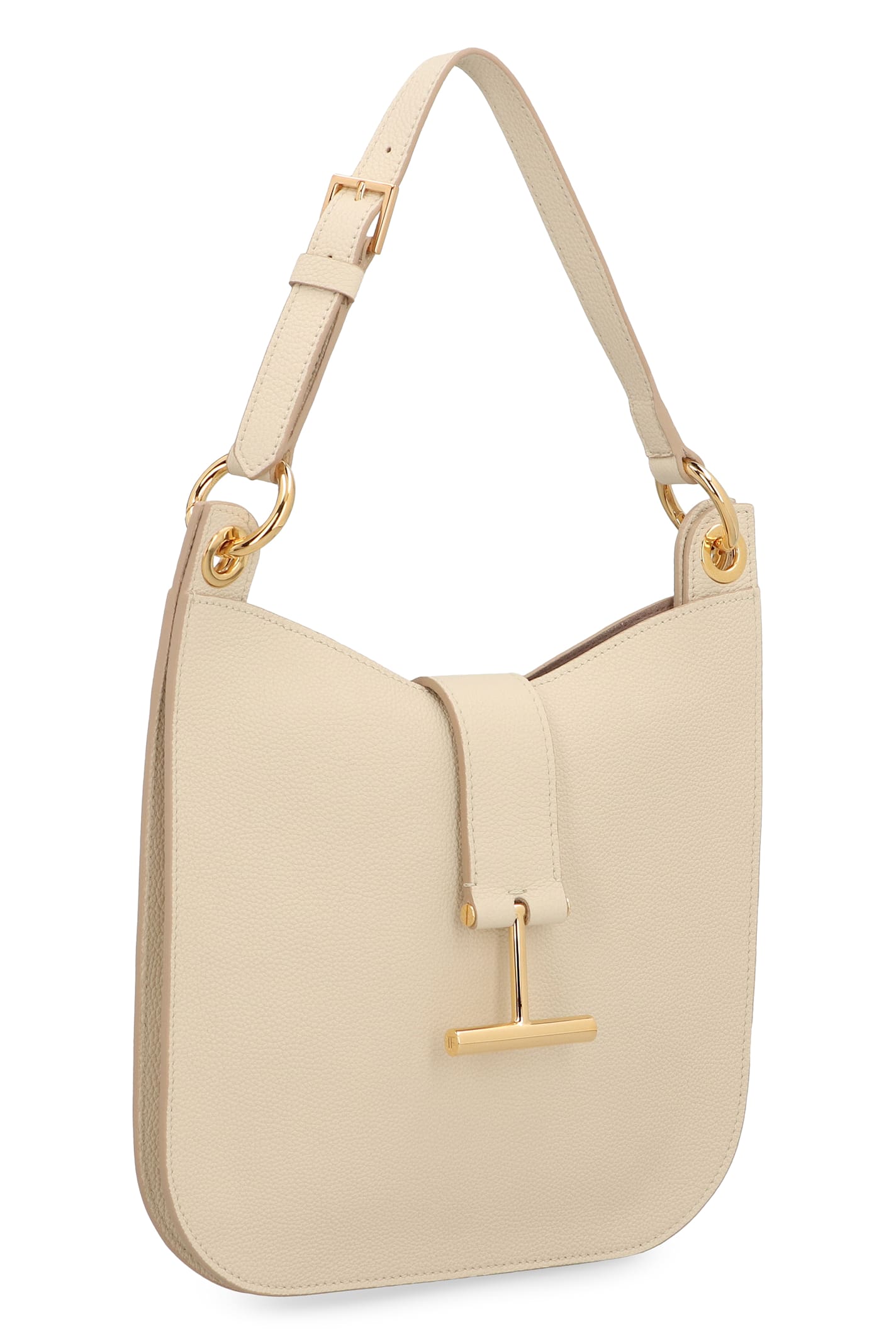 Tom Ford Tara Small Hobo Crossbody In Grained Leather In Neutral