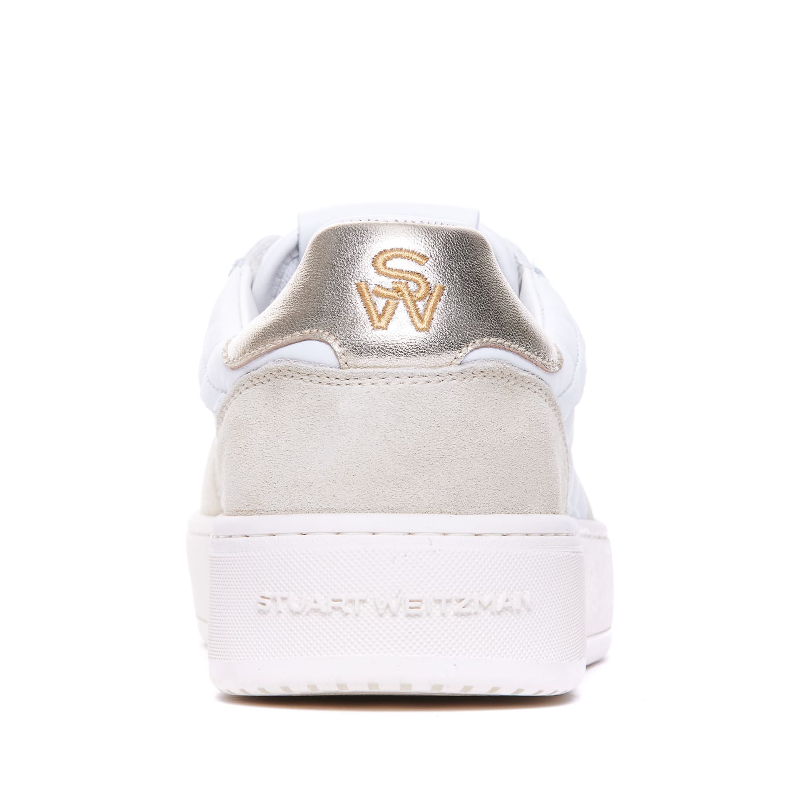 Shop Stuart Weitzman Sw Courtside Sleek Sneakers In White