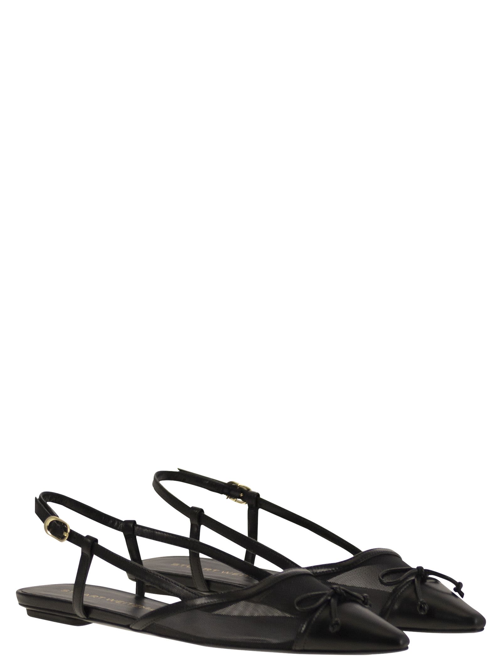 Stuart Weitzman Black Slingback Ballerinas With Pointed Design In Black