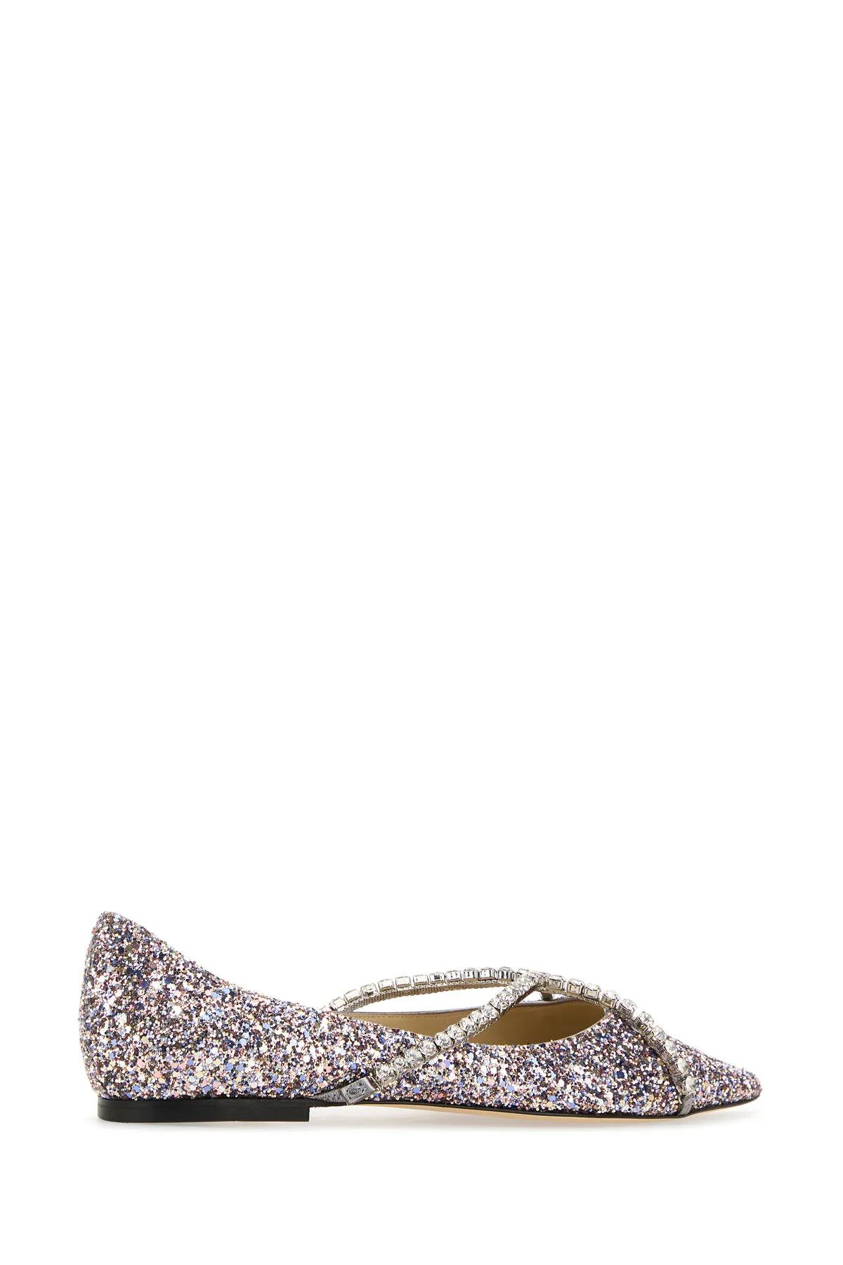 Shop Jimmy Choo Embellished Leather Genevi Ballerinas In Multicolor