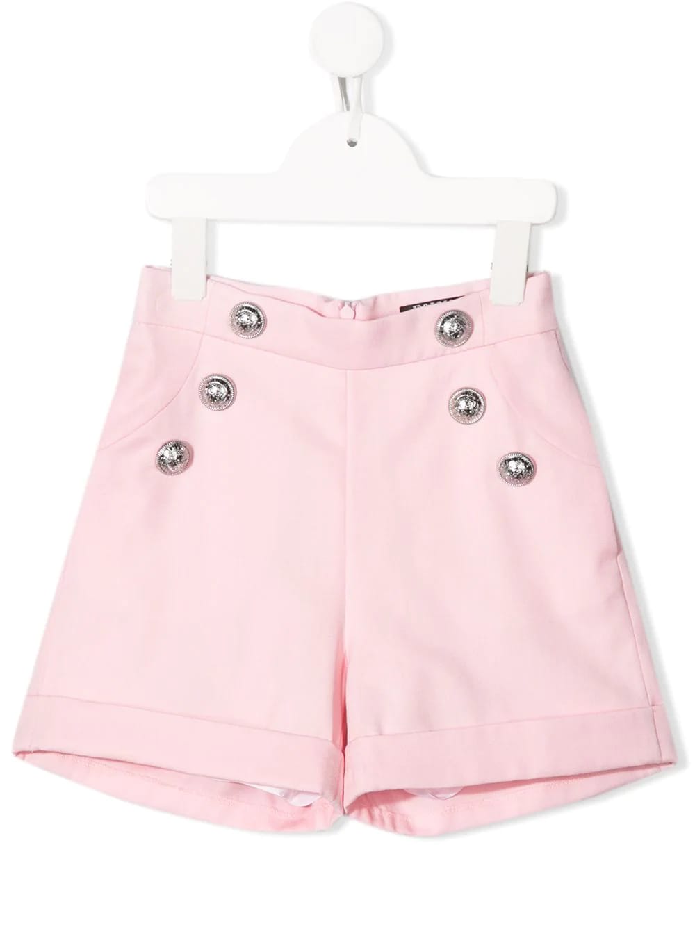 Balmain Kid Pink Shorts In Fresh Wool With Buttons