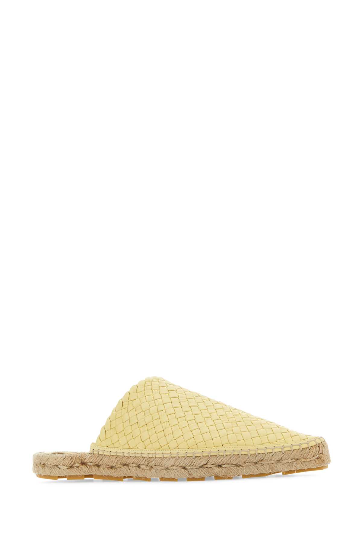 Shop Bottega Veneta Pastel Yellow Nappa Leather Intreccio Espadrilles In Crema