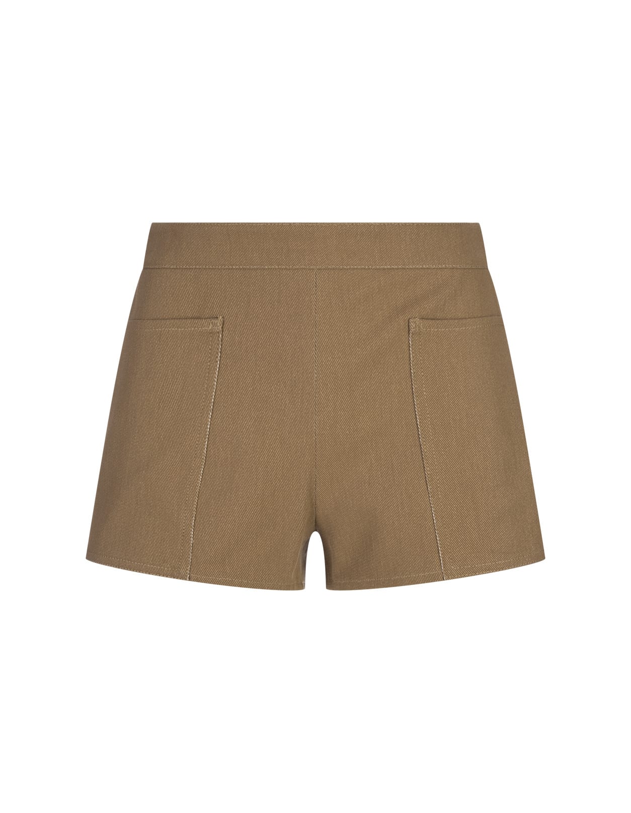 Max Mara Light Brown Denaro Mini Shorts In Leather Brown