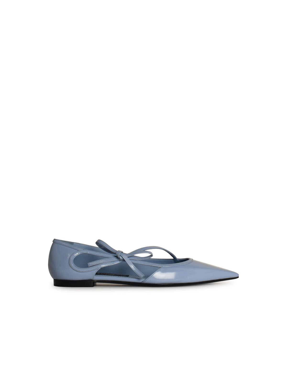 Light Blue Leather Ballet Flats