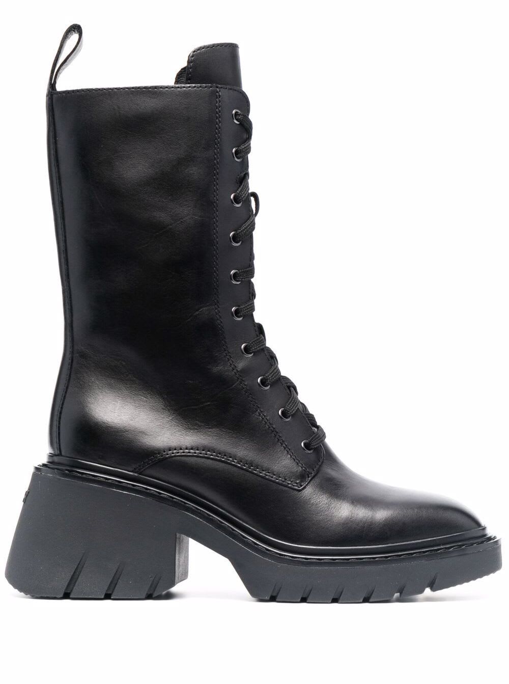Ash Odessa Black Leather Boots With Laces