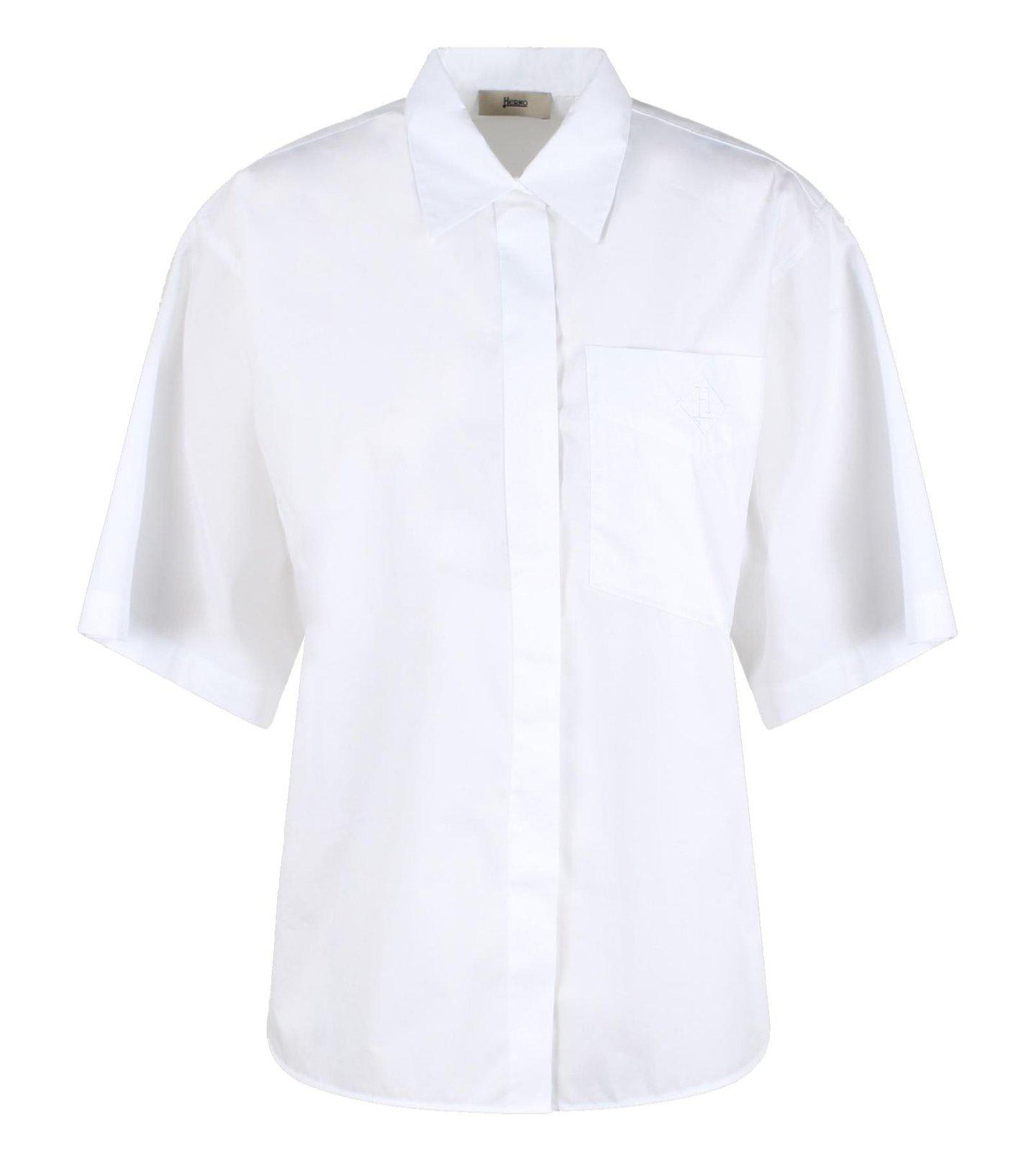 Shop Herno Logo Embroidered Short-sleeved Shirt In White