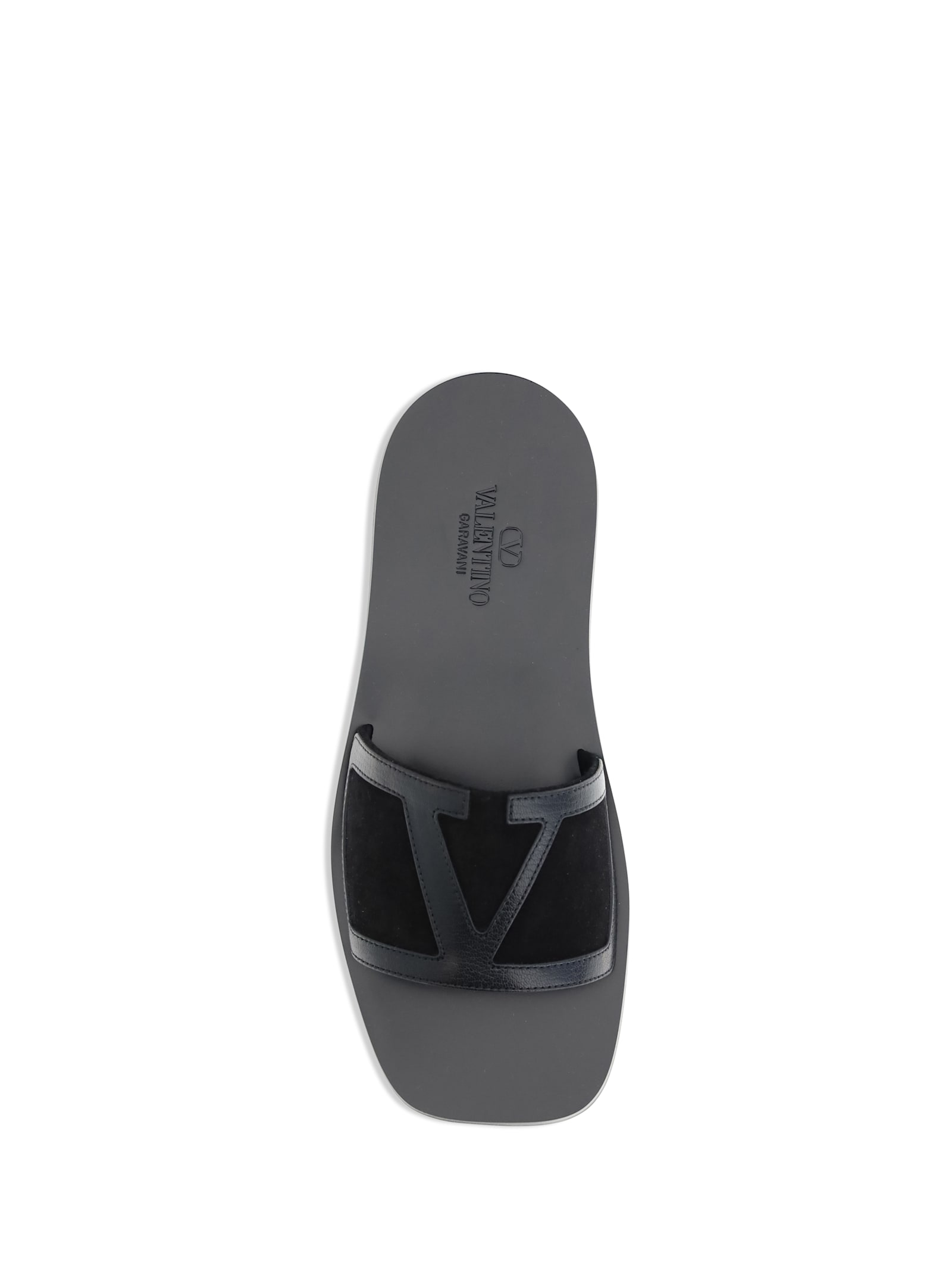 Valentino Garavani Black Sandals With Vlogo Detail On The Front In Tech Fabric Man