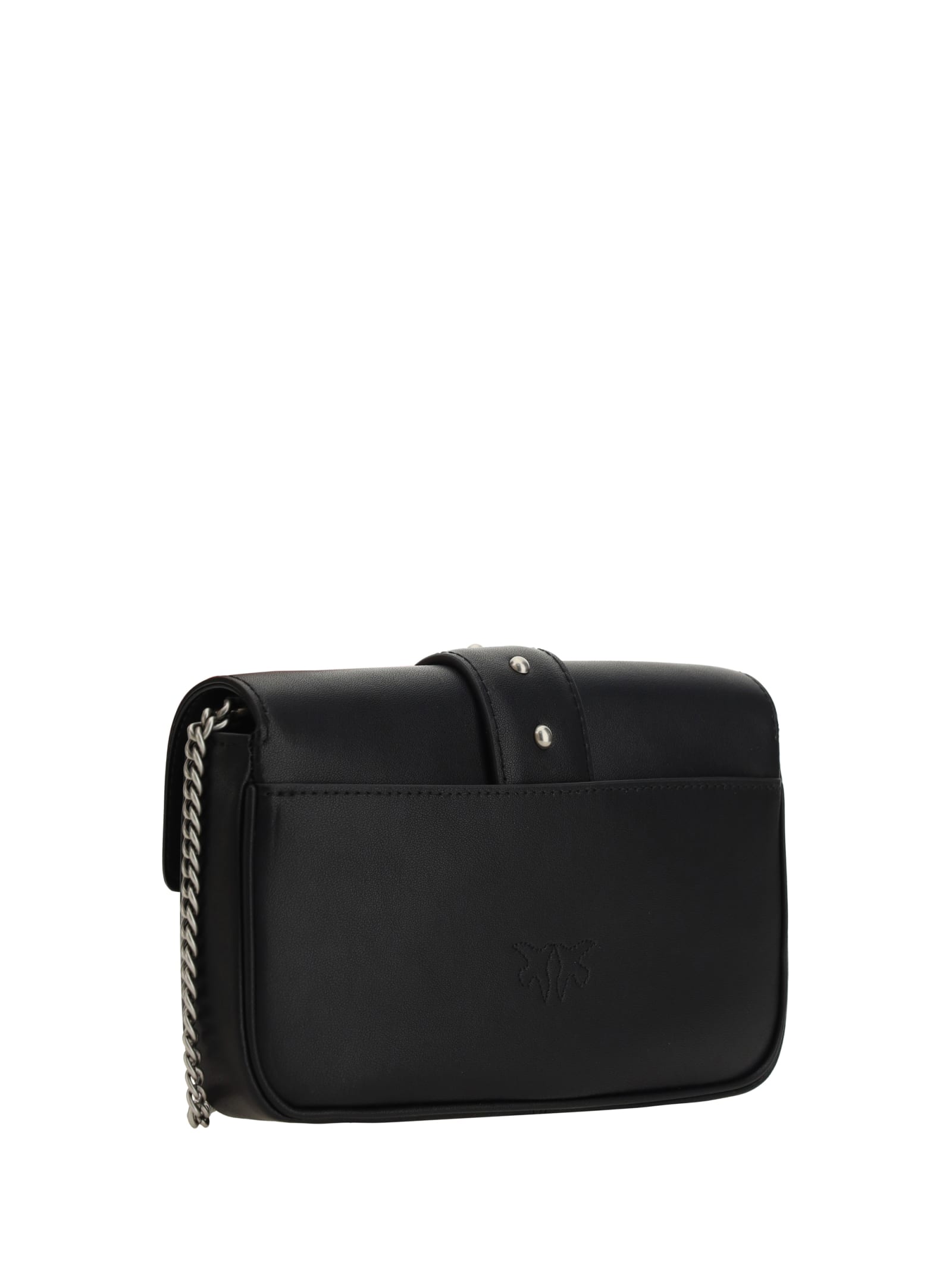 Pinko Love One Classic Leather Shoulder Bag In Black