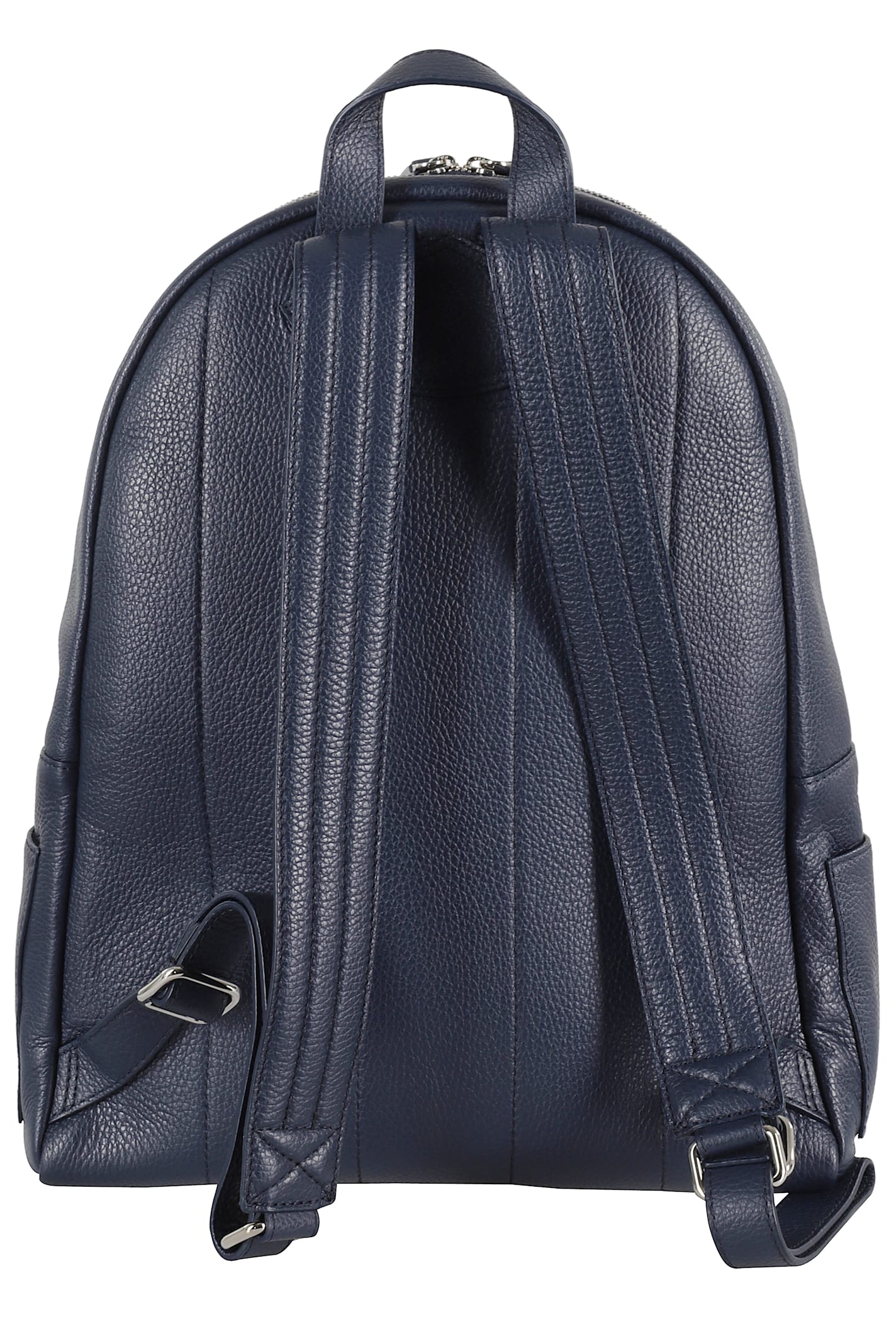 Orciani Textured Leather Backpack With Adjustable Straps In Blue